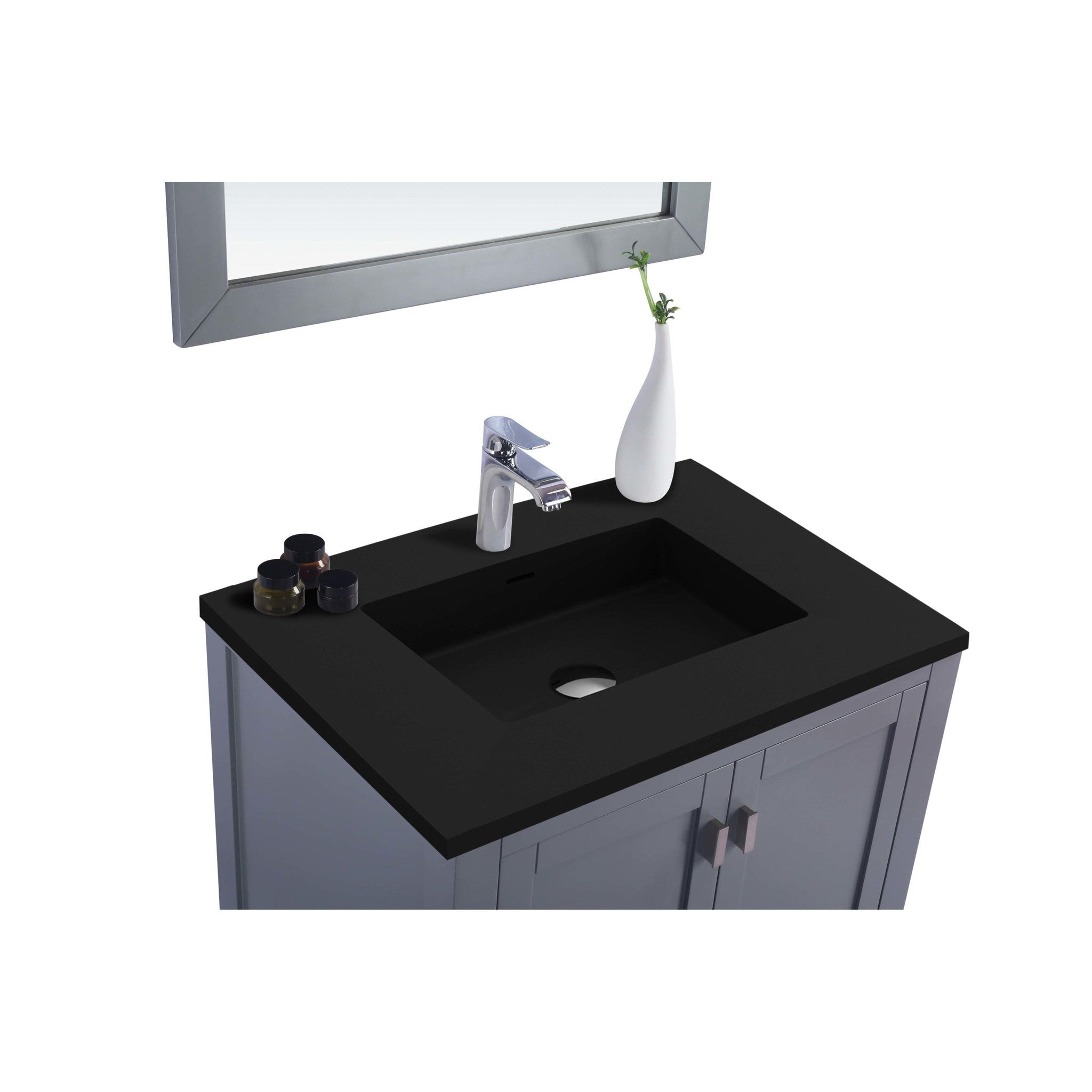 Wilson 30" Grey Bathroom Vanity with Matte Black VIVA Stone Solid Surface Countertop