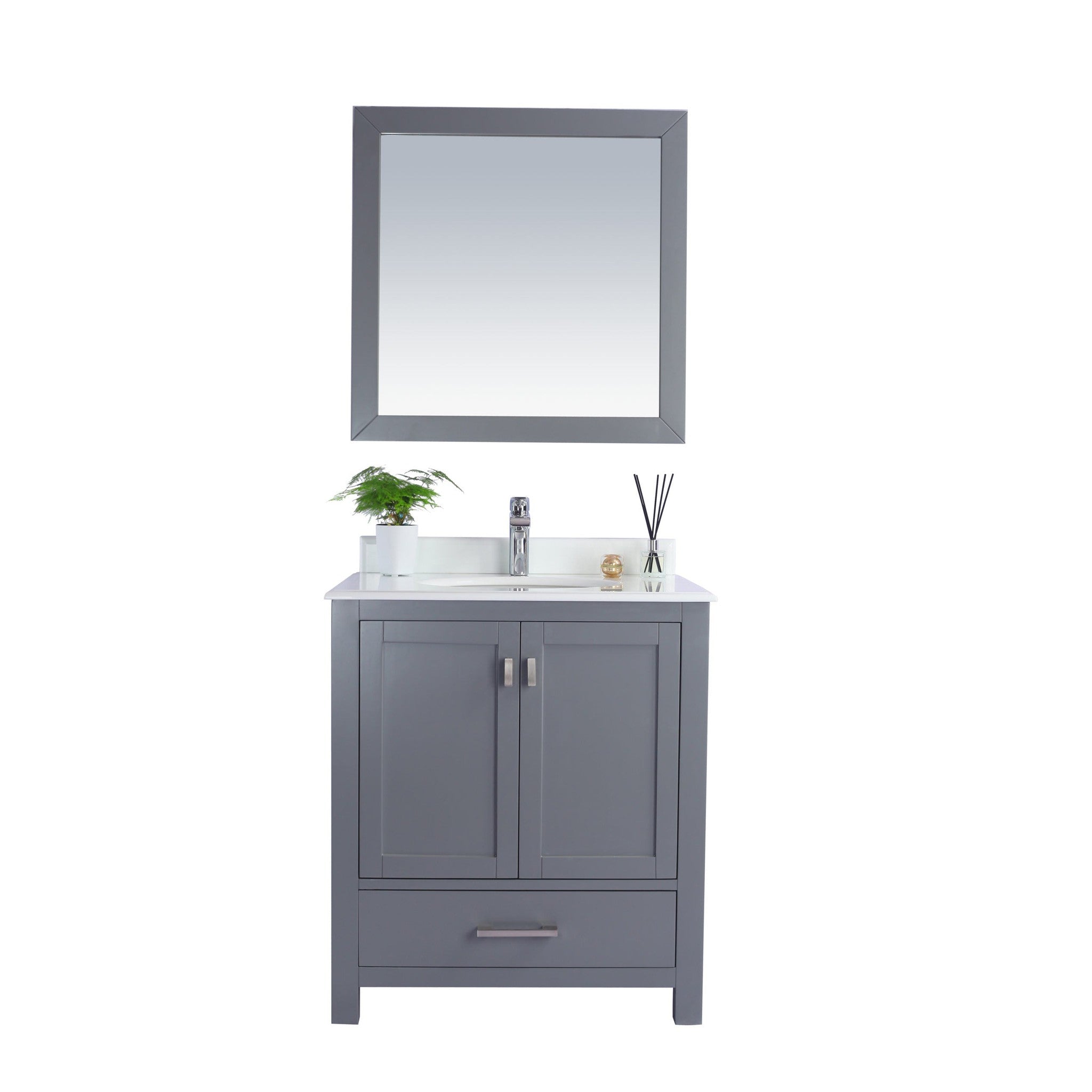 Wilson 30" Grey Bathroom Vanity with Pure White Phoenix Stone Countertop