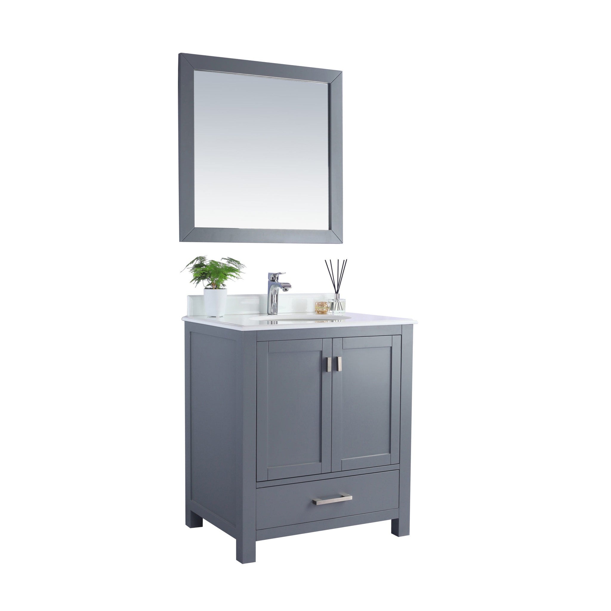 Wilson 30" Grey Bathroom Vanity with Pure White Phoenix Stone Countertop