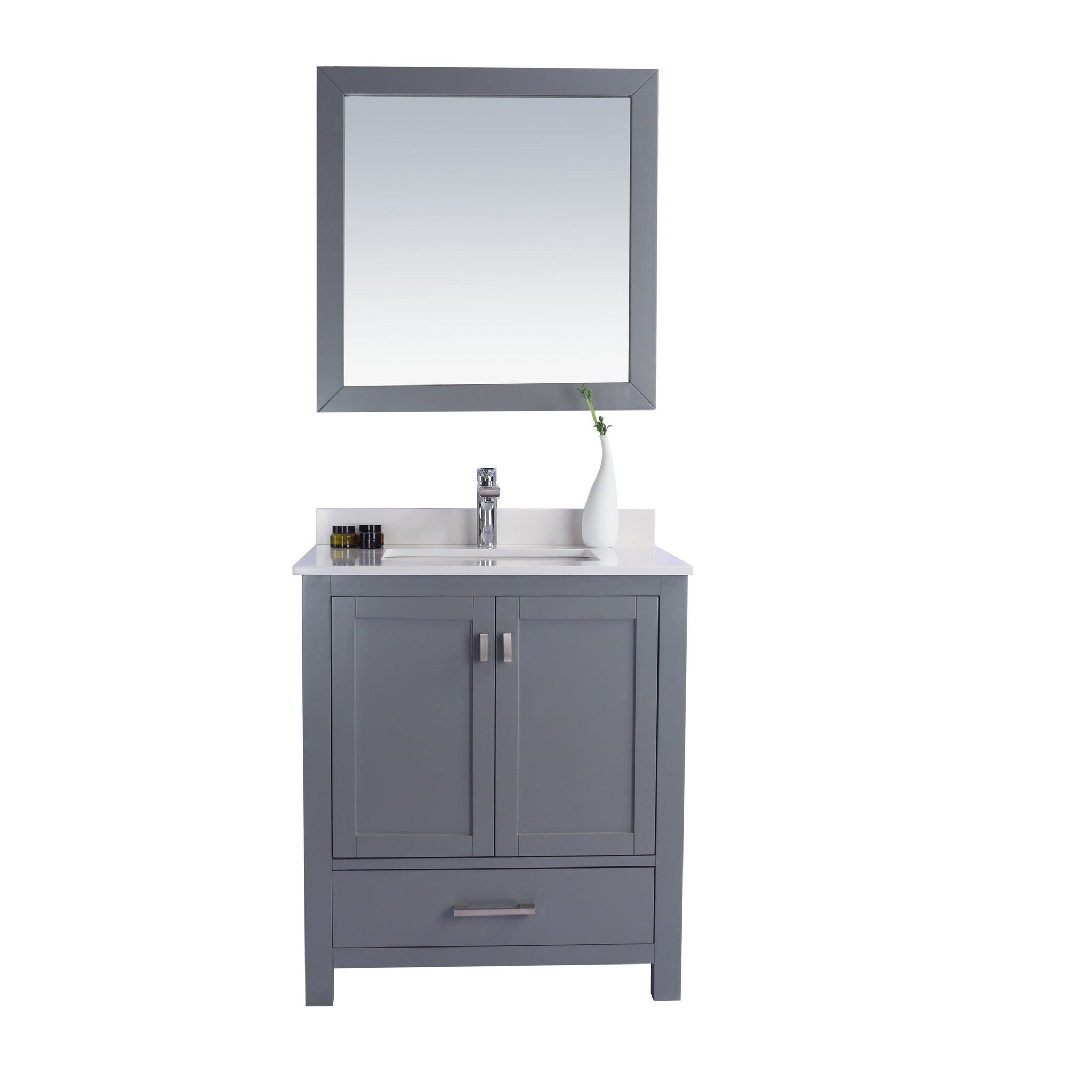 Wilson 30" Grey Bathroom Vanity with White Quartz Countertop