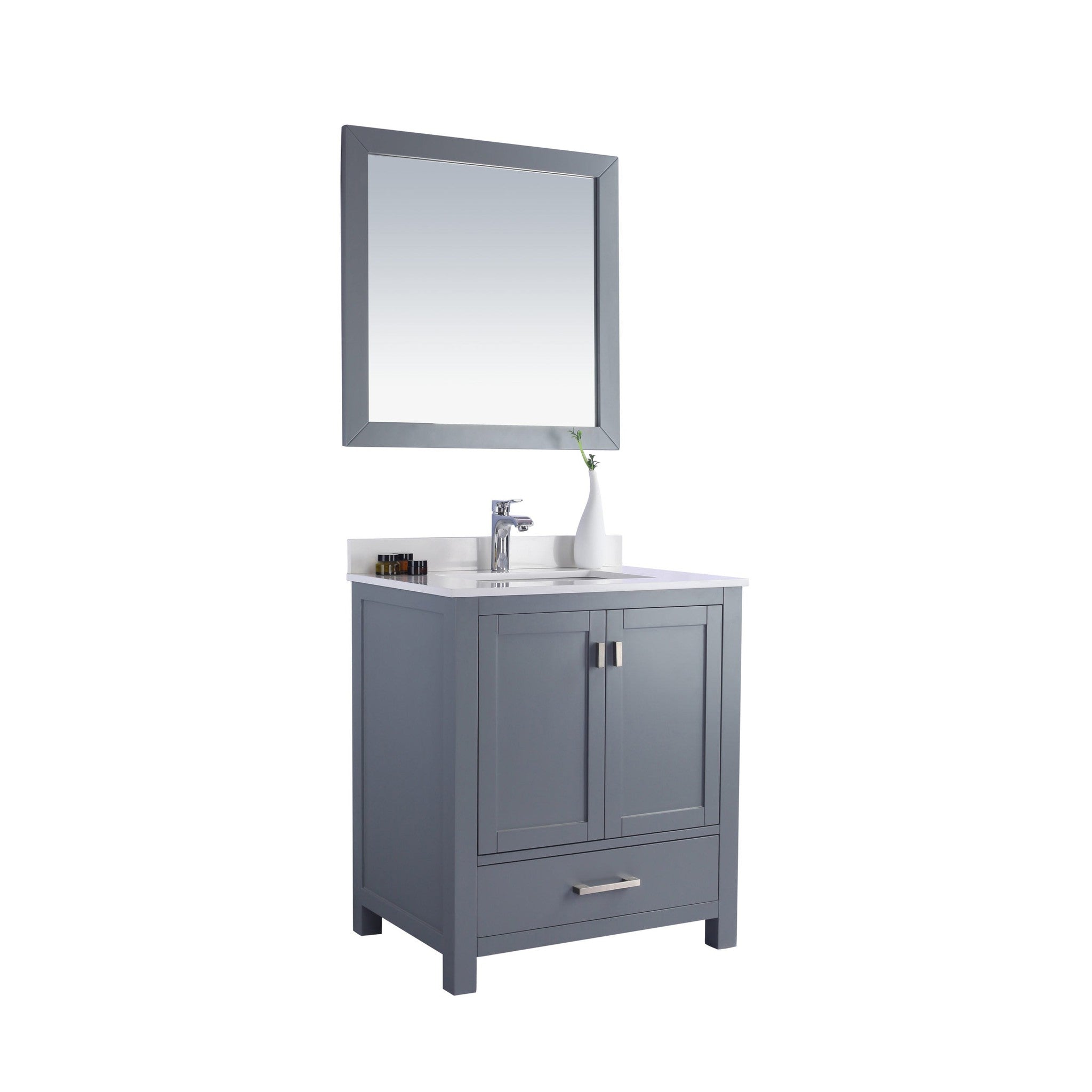 Wilson 30" Grey Bathroom Vanity with White Quartz Countertop