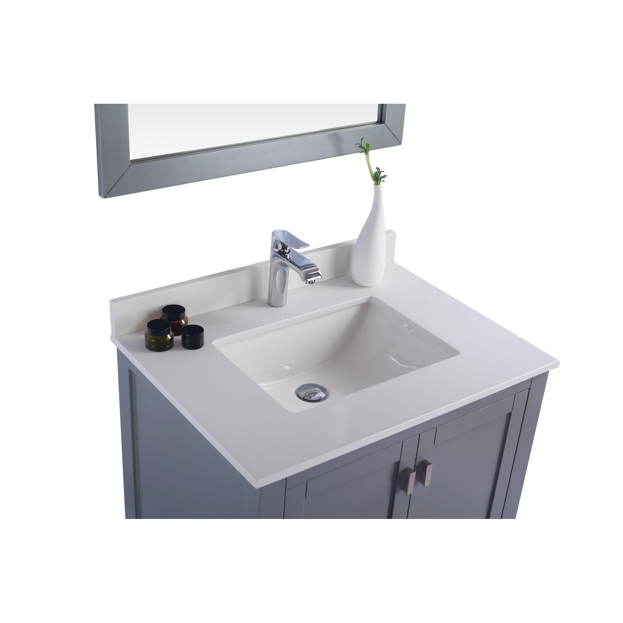 Wilson 30" Grey Bathroom Vanity with White Quartz Countertop