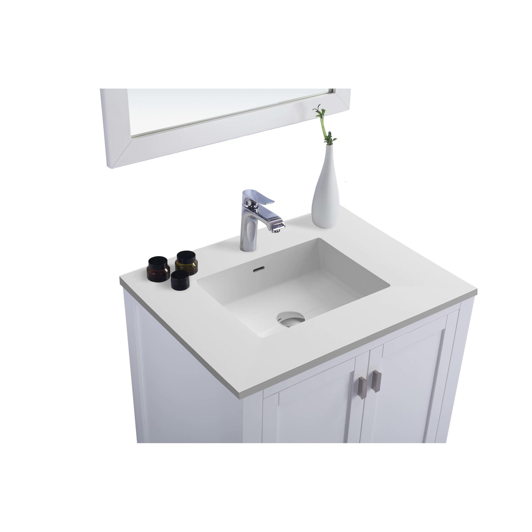 Wilson 30" White Bathroom Vanity with Matte White VIVA Stone Solid Surface Countertop