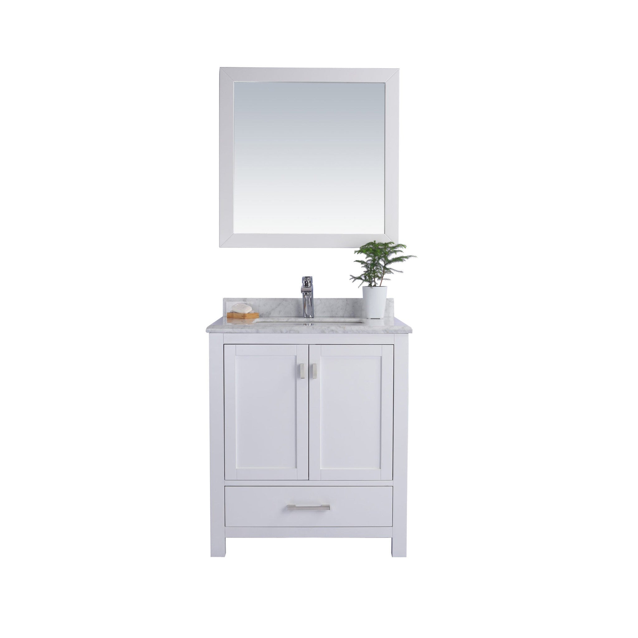 Wilson 30" White Bathroom Vanity with White Carrara Marble Countertop