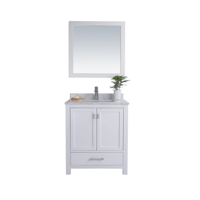 Wilson 30" White Bathroom Vanity with White Carrara Marble Countertop