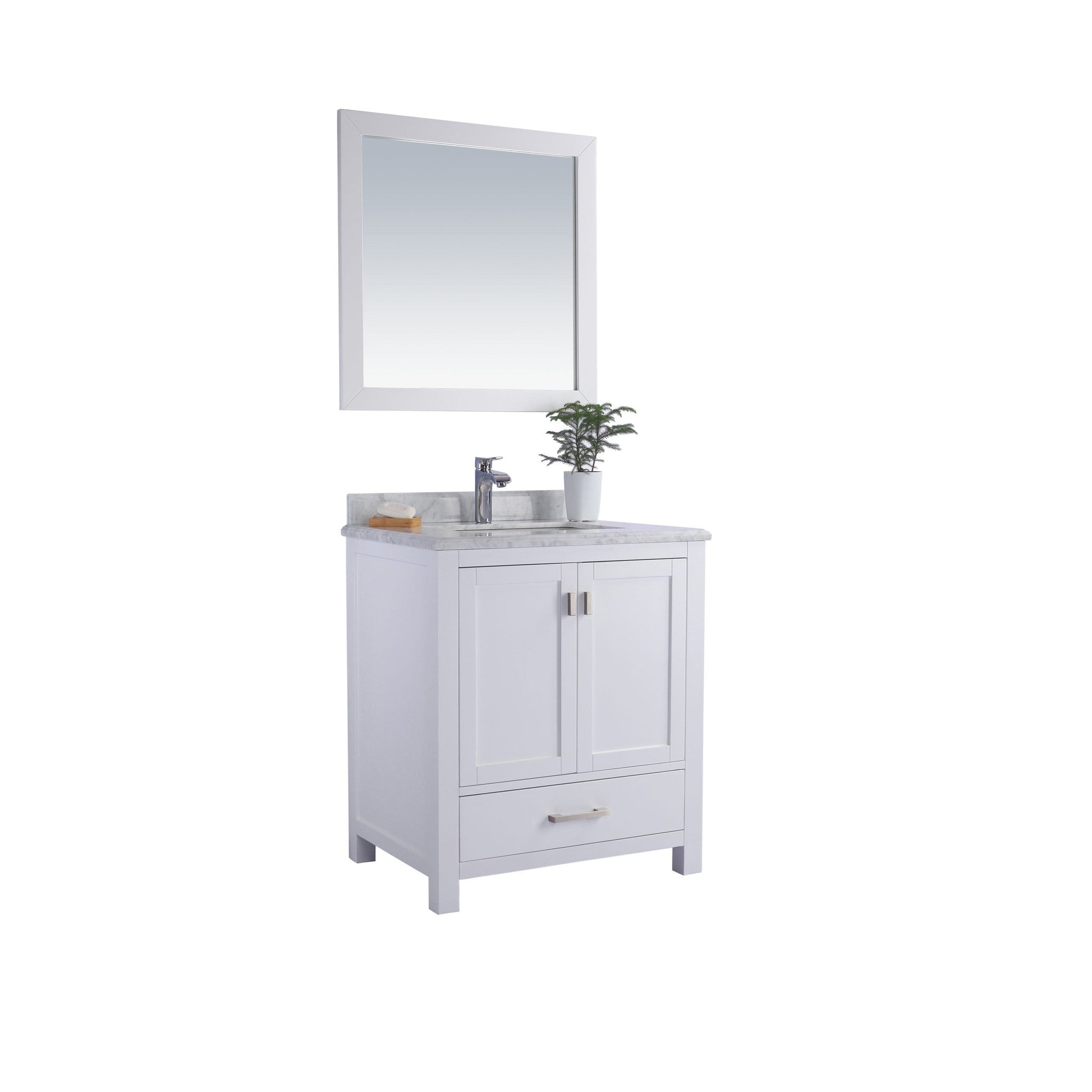 Wilson 30" White Bathroom Vanity with White Carrara Marble Countertop