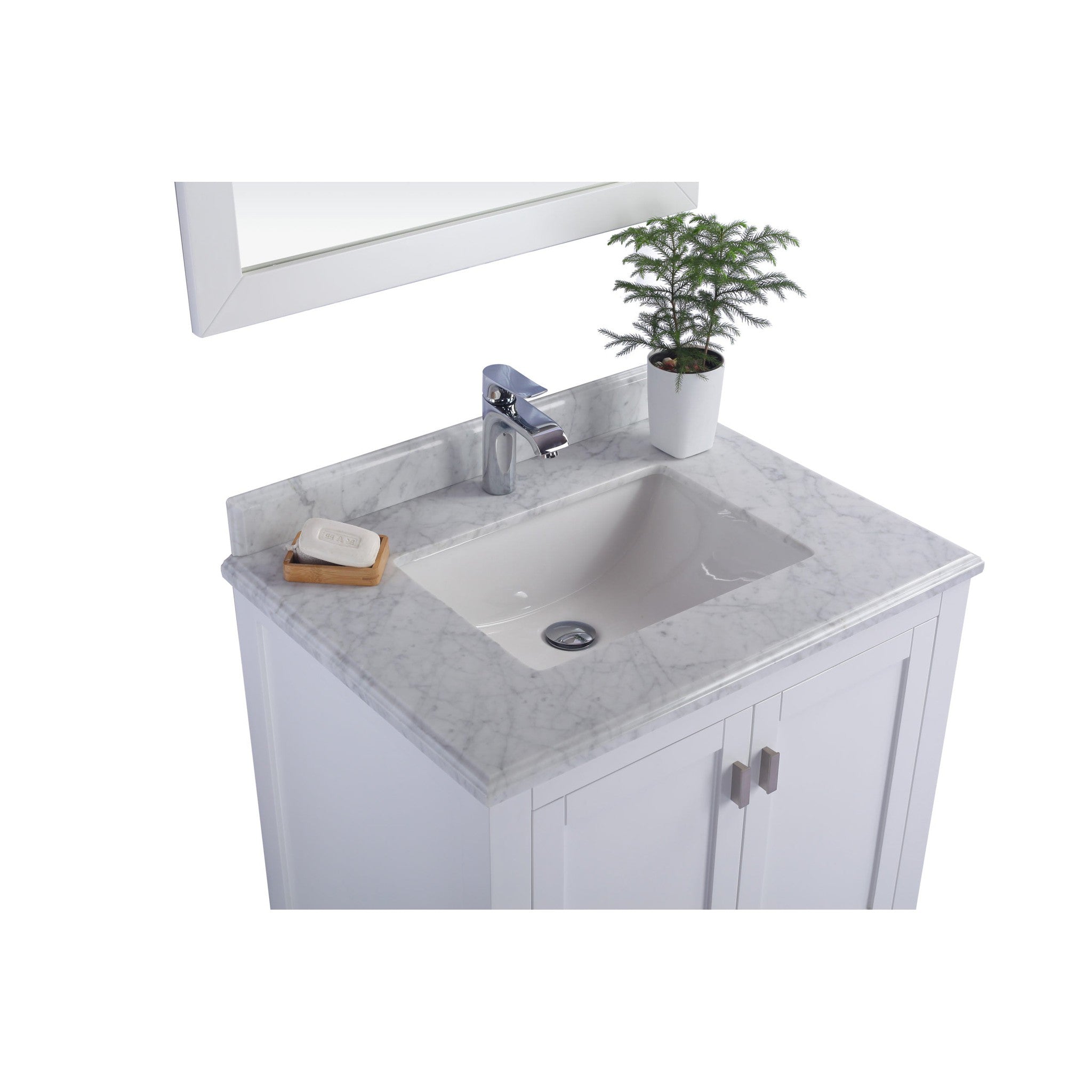 Wilson 30" White Bathroom Vanity with White Carrara Marble Countertop