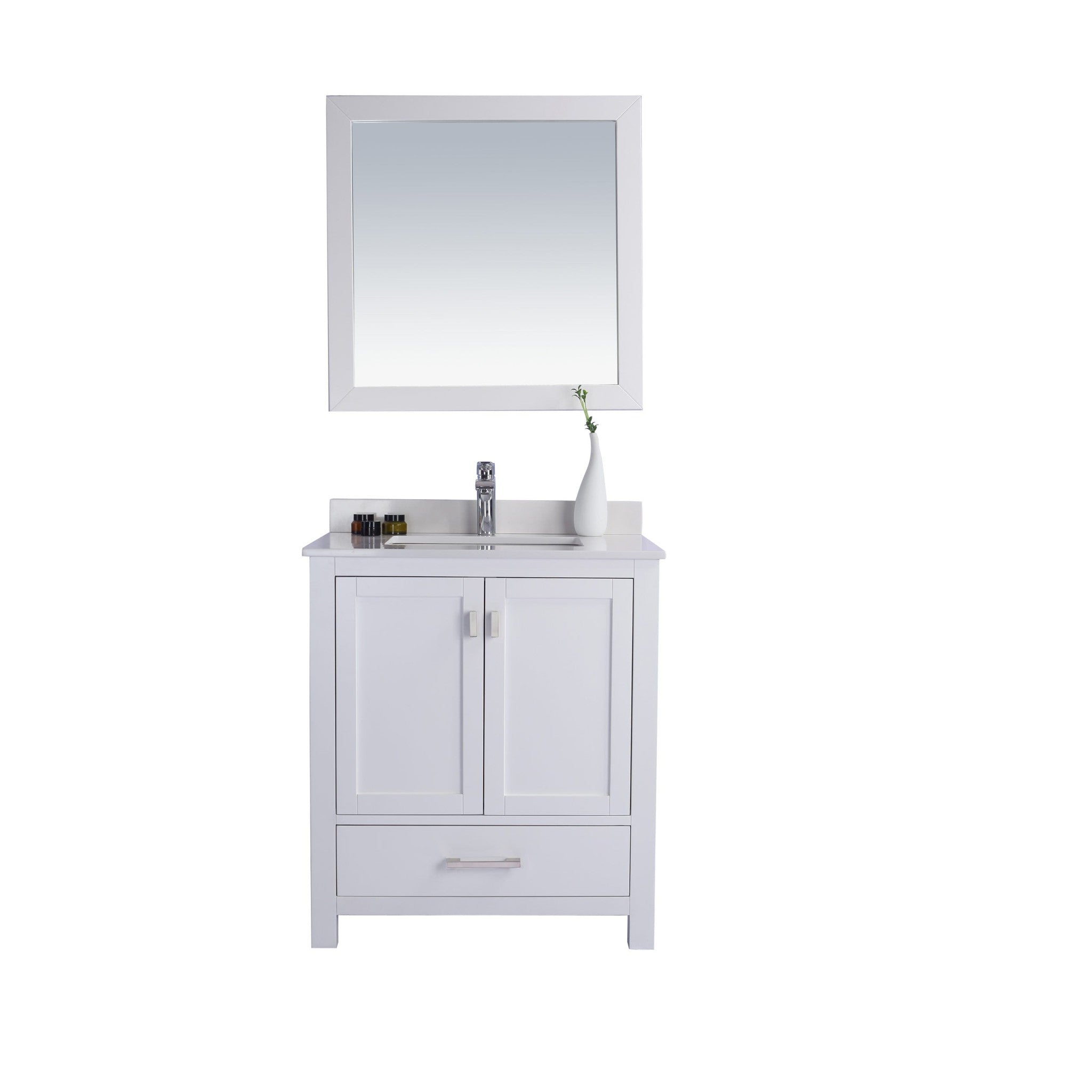 Wilson 30" White Bathroom Vanity with White Quartz Countertop