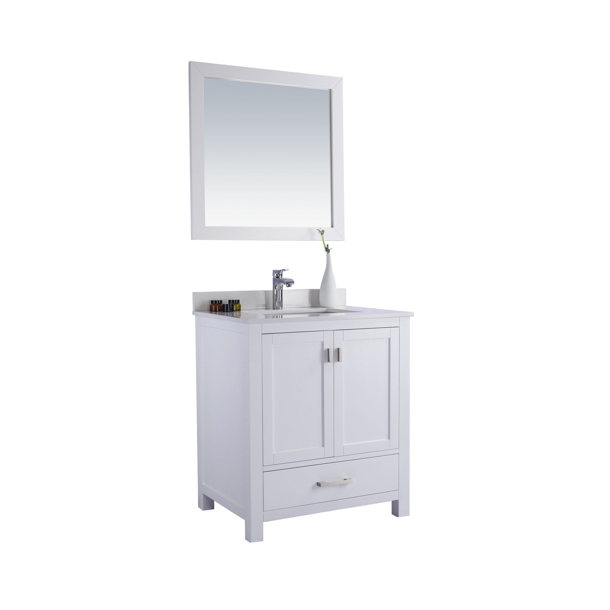 Wilson 30" White Bathroom Vanity with White Quartz Countertop