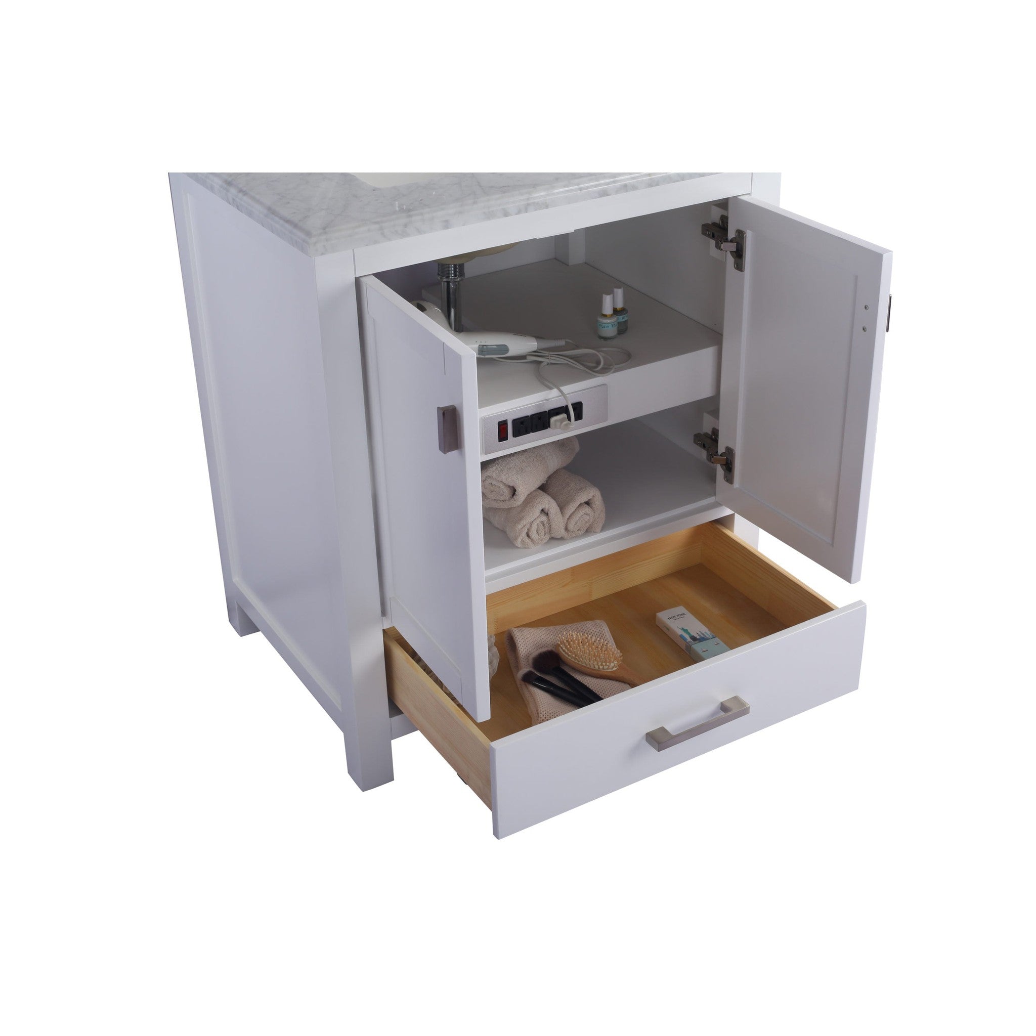 Wilson 30" White Bathroom Vanity with White Quartz Countertop