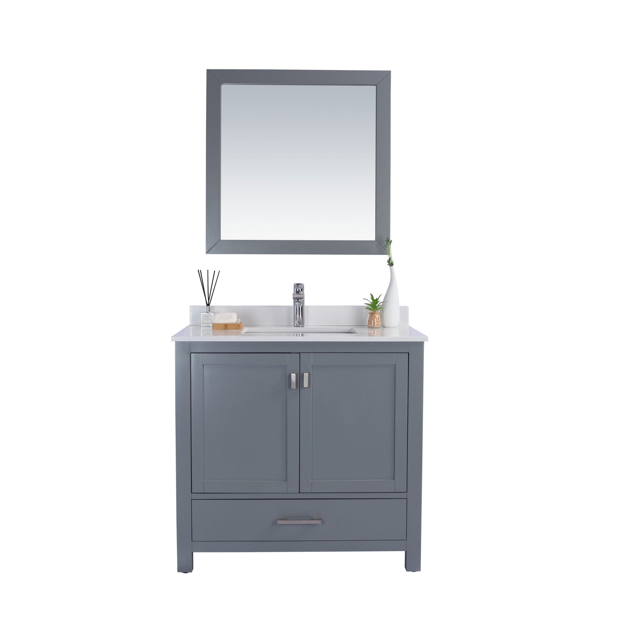 Wilson 36" Grey Bathroom Vanity with White Quartz Countertop