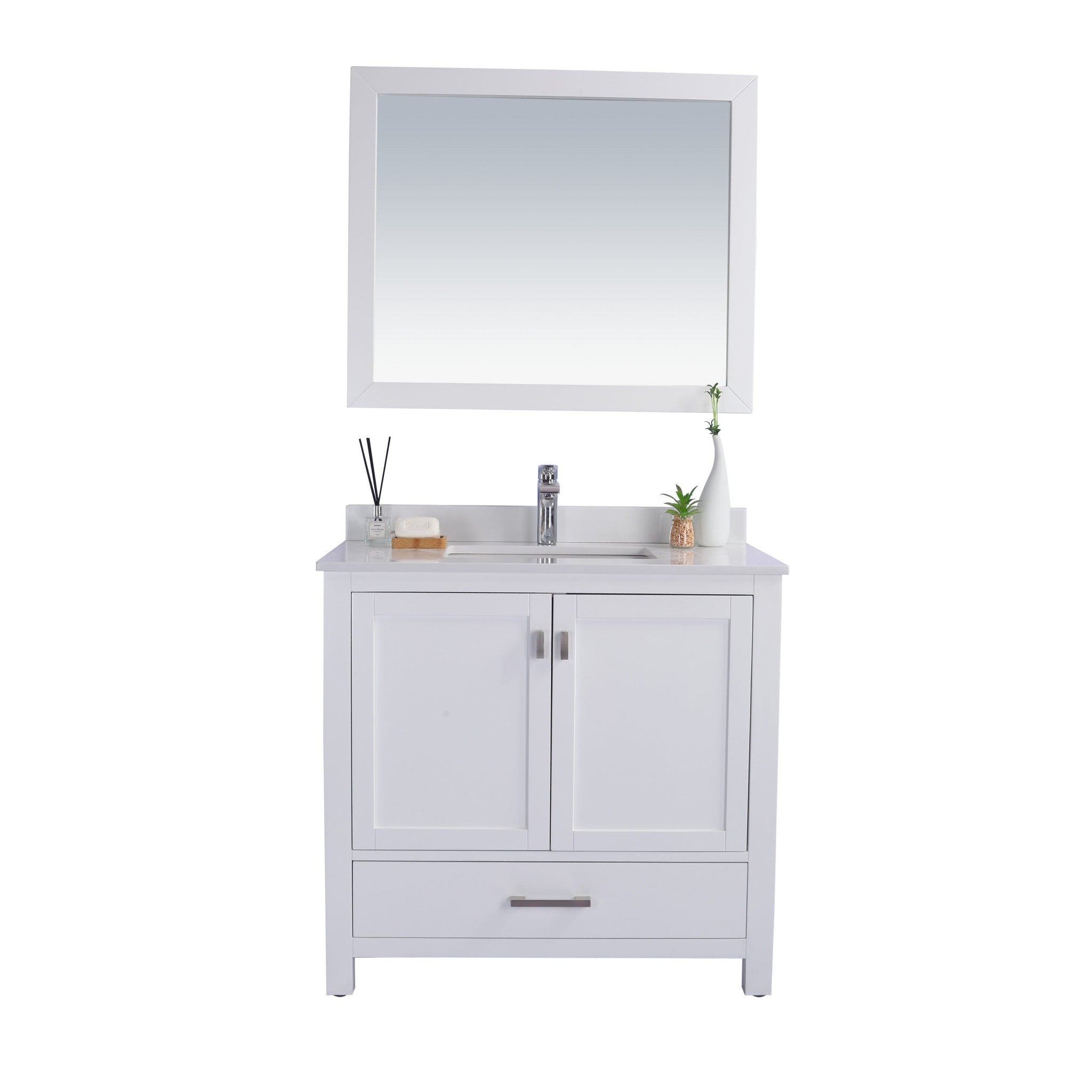 Wilson 36" White Bathroom Vanity with White Quartz Countertop