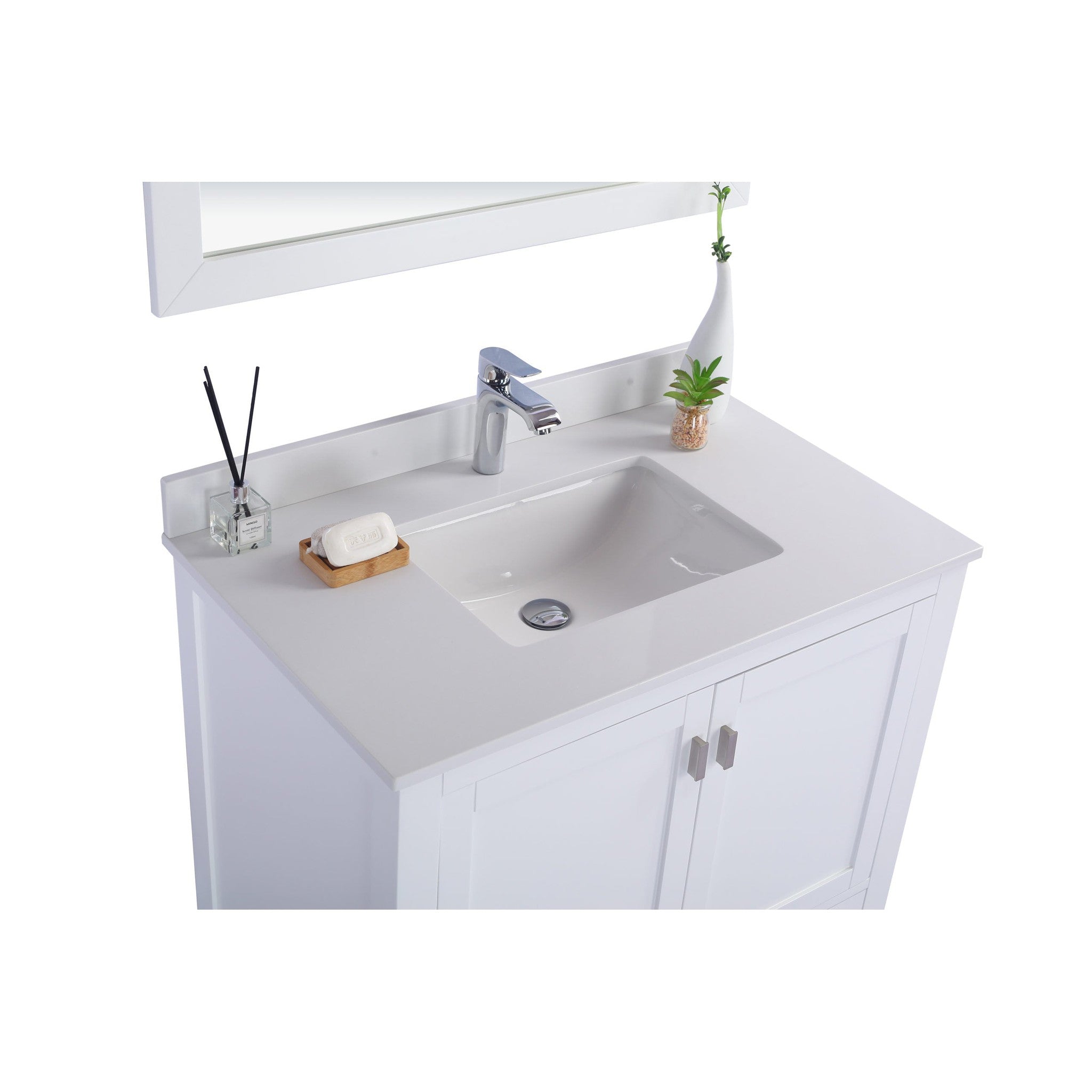 Wilson 36" White Bathroom Vanity with White Quartz Countertop