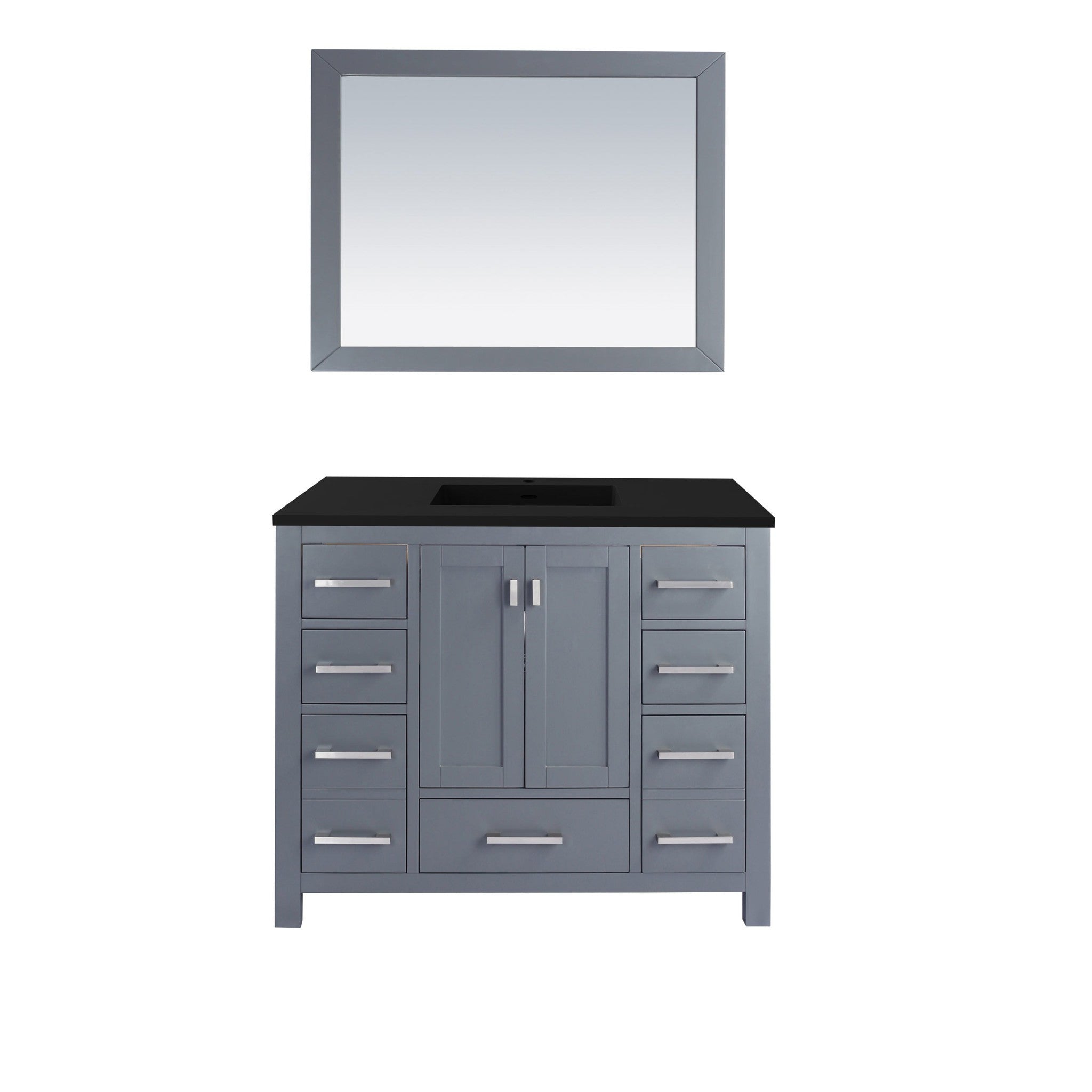 Wilson 42" Grey Bathroom Vanity with Matte Black VIVA Stone Solid Surface Countertop