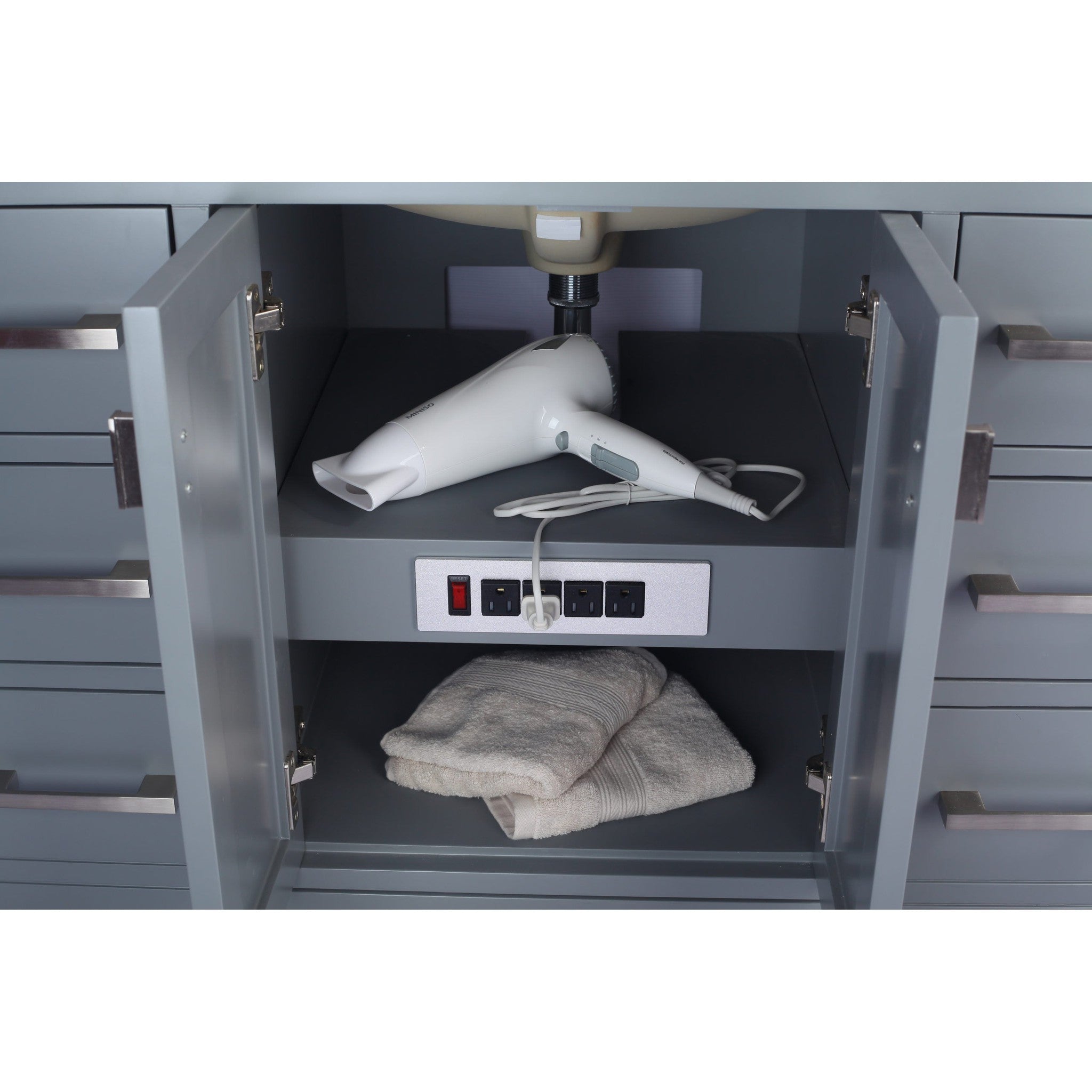 Wilson 42" Grey Bathroom Vanity with Matte Black VIVA Stone Solid Surface Countertop