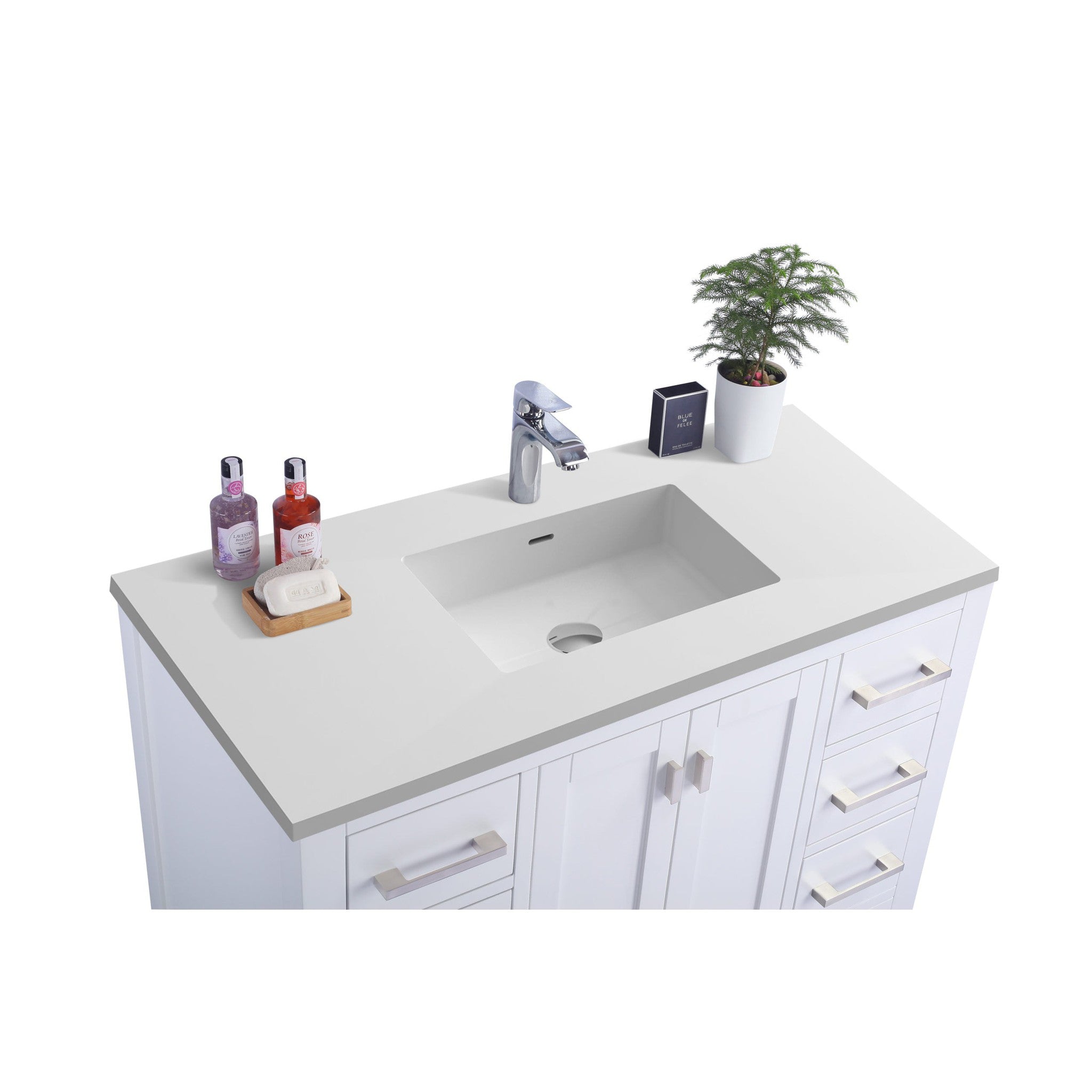 Wilson 42" White Bathroom Vanity with Matte White VIVA Stone Solid Surface Countertop