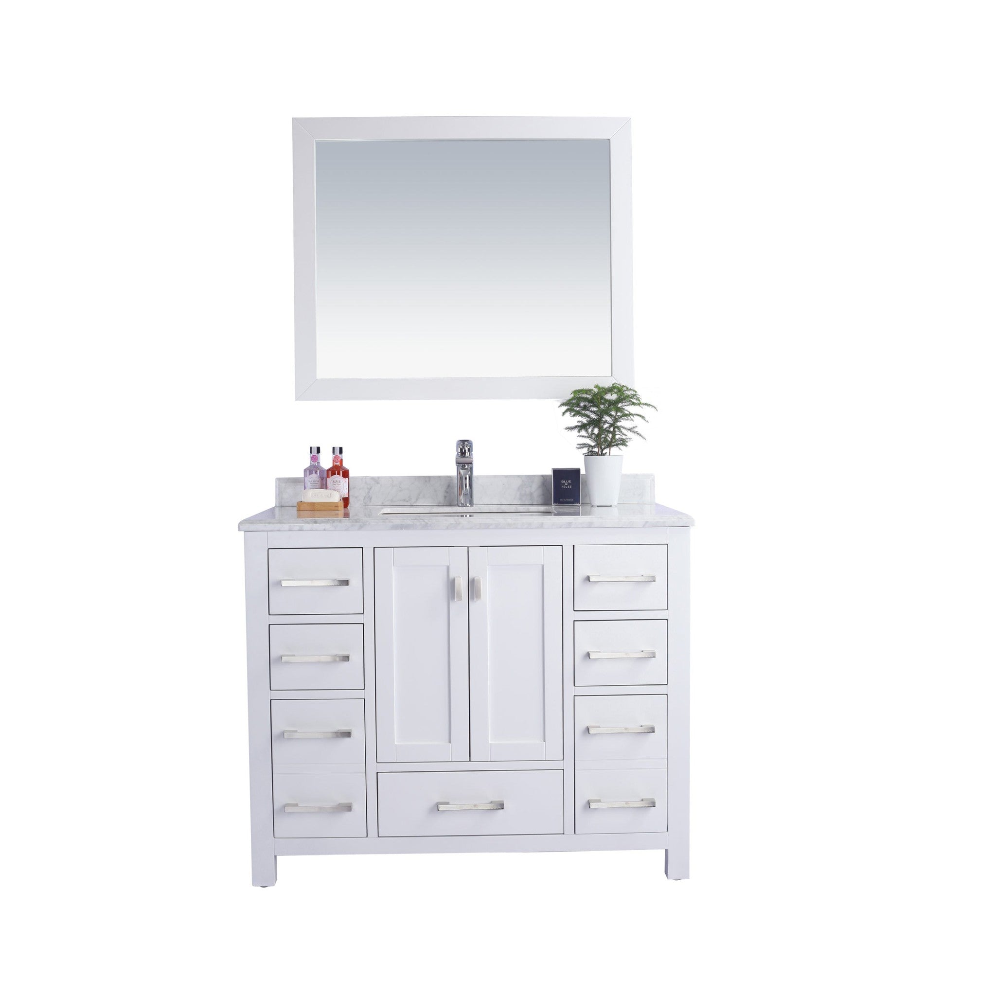 Wilson 42" White Bathroom Vanity with White Carrara Marble Countertop