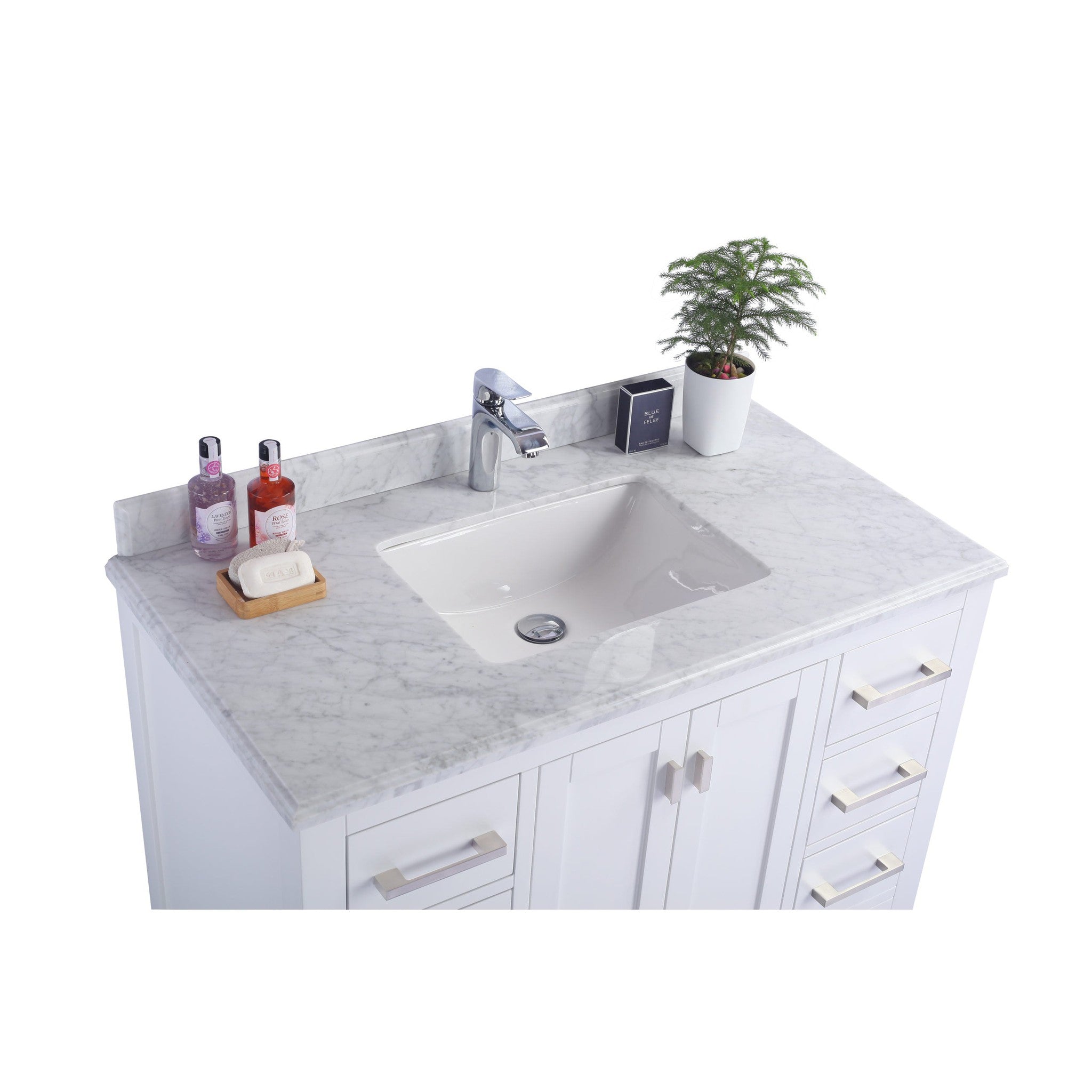Wilson 42" White Bathroom Vanity with White Carrara Marble Countertop