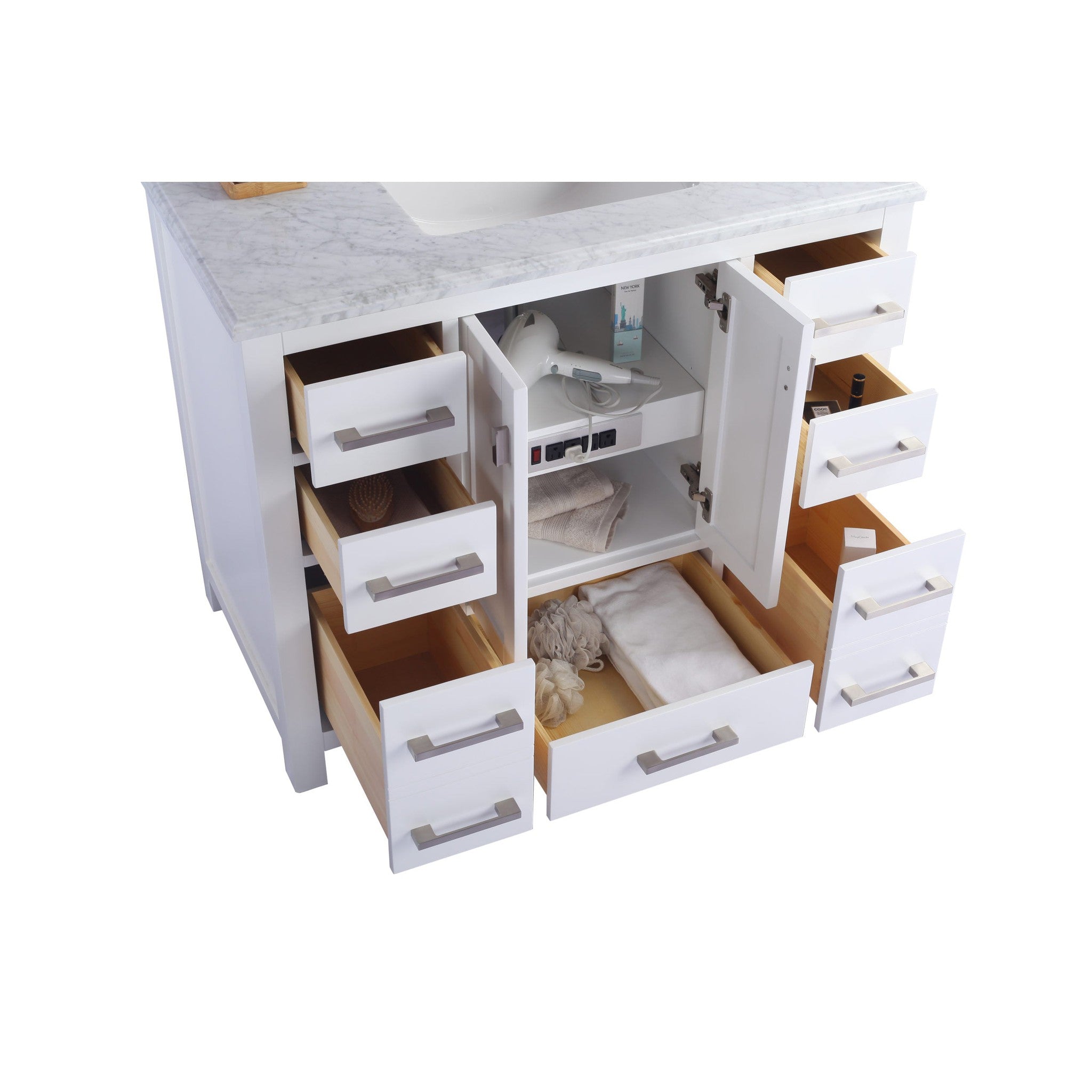 Wilson 42" White Bathroom Vanity with White Carrara Marble Countertop