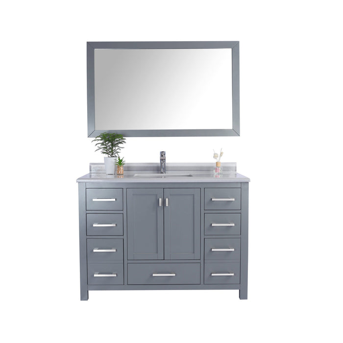 Wilson 48" Grey Bathroom Vanity with White Stripes Marble Countertop