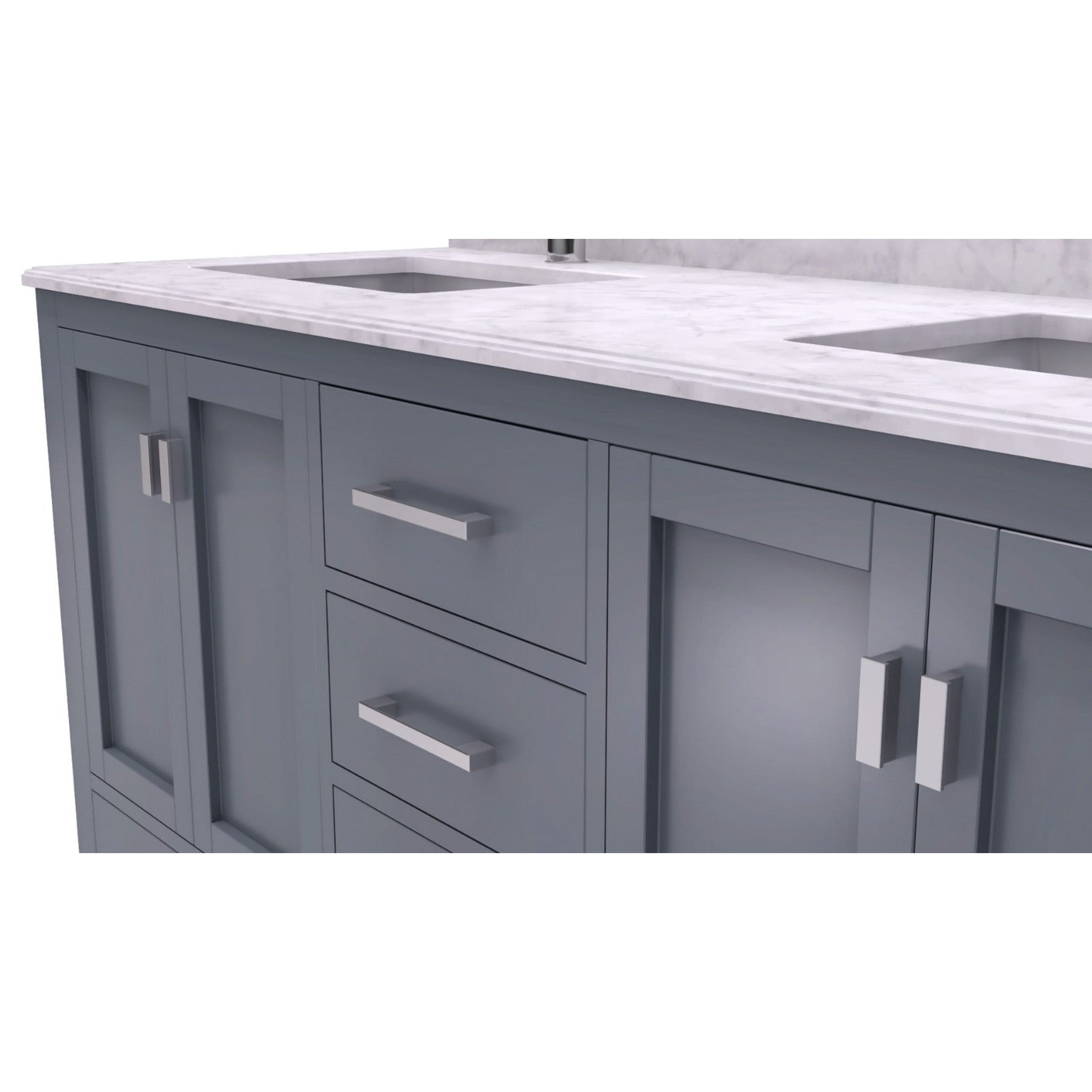 Wilson 60" Grey Double Sink Bathroom Vanity with White Carrara Marble Countertop
