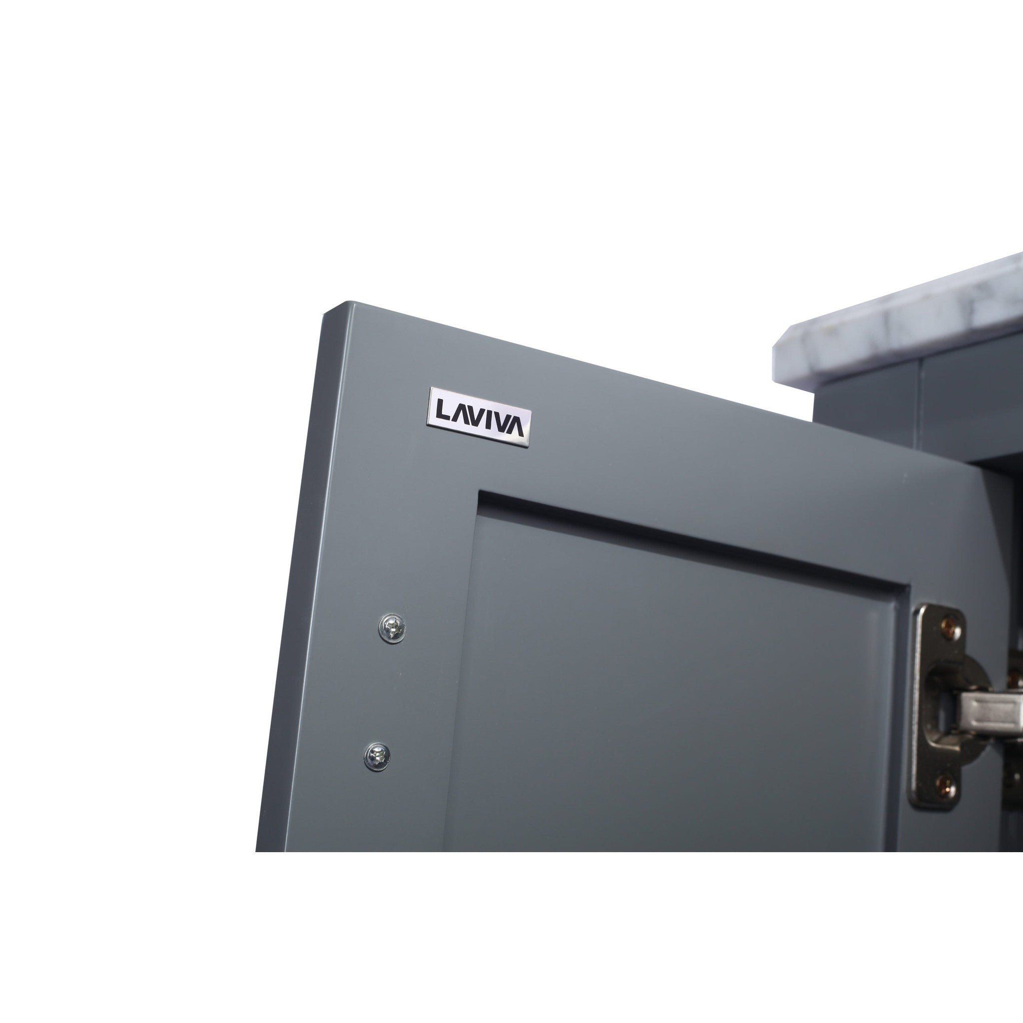 Wilson 60" Grey Double Sink Bathroom Vanity with White Stripes Marble Countertop