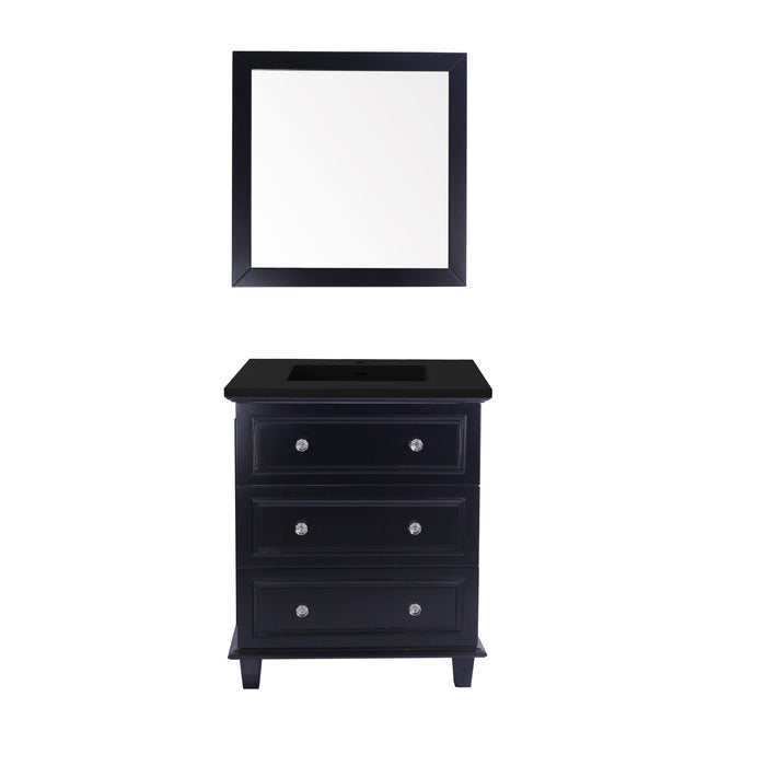 Luna 30" Espresso Bathroom Vanity with Matte Black VIVA Stone Solid Surface Countertop