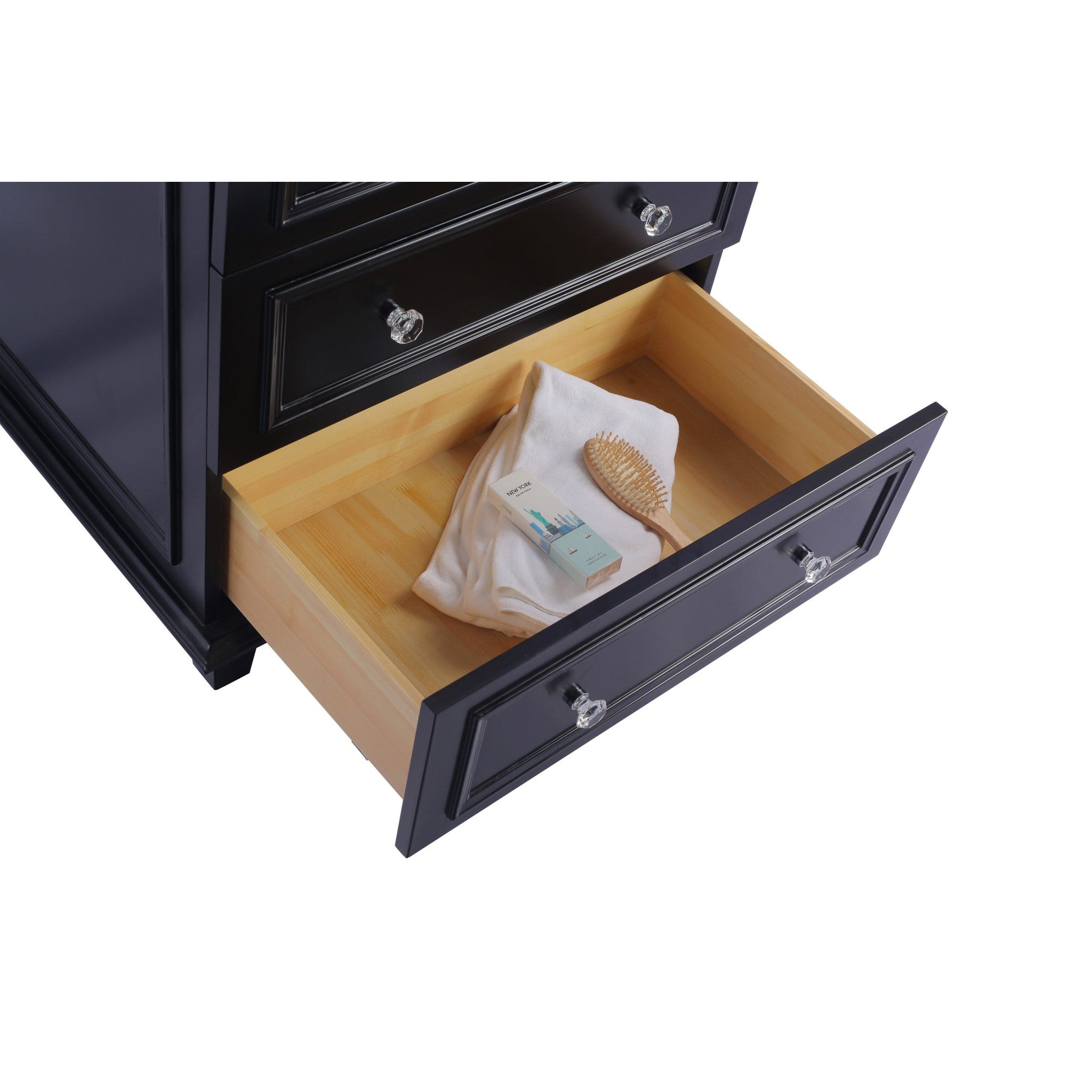 Luna 30" Espresso Bathroom Vanity with Matte Black VIVA Stone Solid Surface Countertop