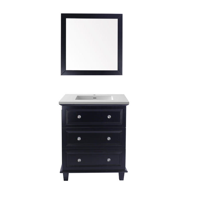 Luna 30" Espresso Bathroom Vanity with Matte White VIVA Stone Solid Surface Countertop