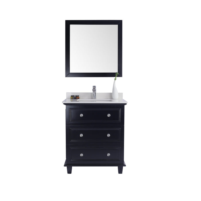 Luna 30" Espresso Bathroom Vanity with White Quartz Countertop