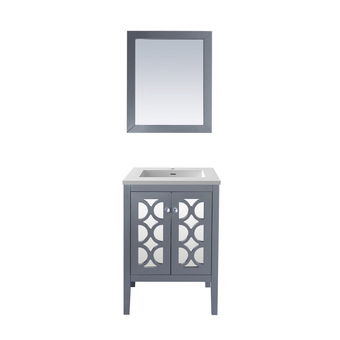 Mediterraneo 24" Grey Bathroom Vanity with Matte White VIVA Stone Solid Surface Countertop