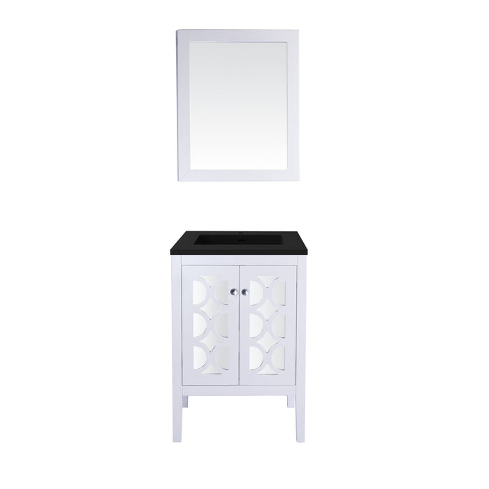 Mediterraneo 24" White Bathroom Vanity with Matte Black VIVA Stone Solid Surface Countertop