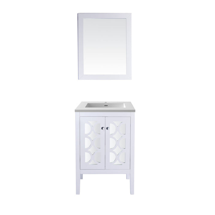Mediterraneo 24" White Bathroom Vanity with Matte White VIVA Stone Solid Surface Countertop