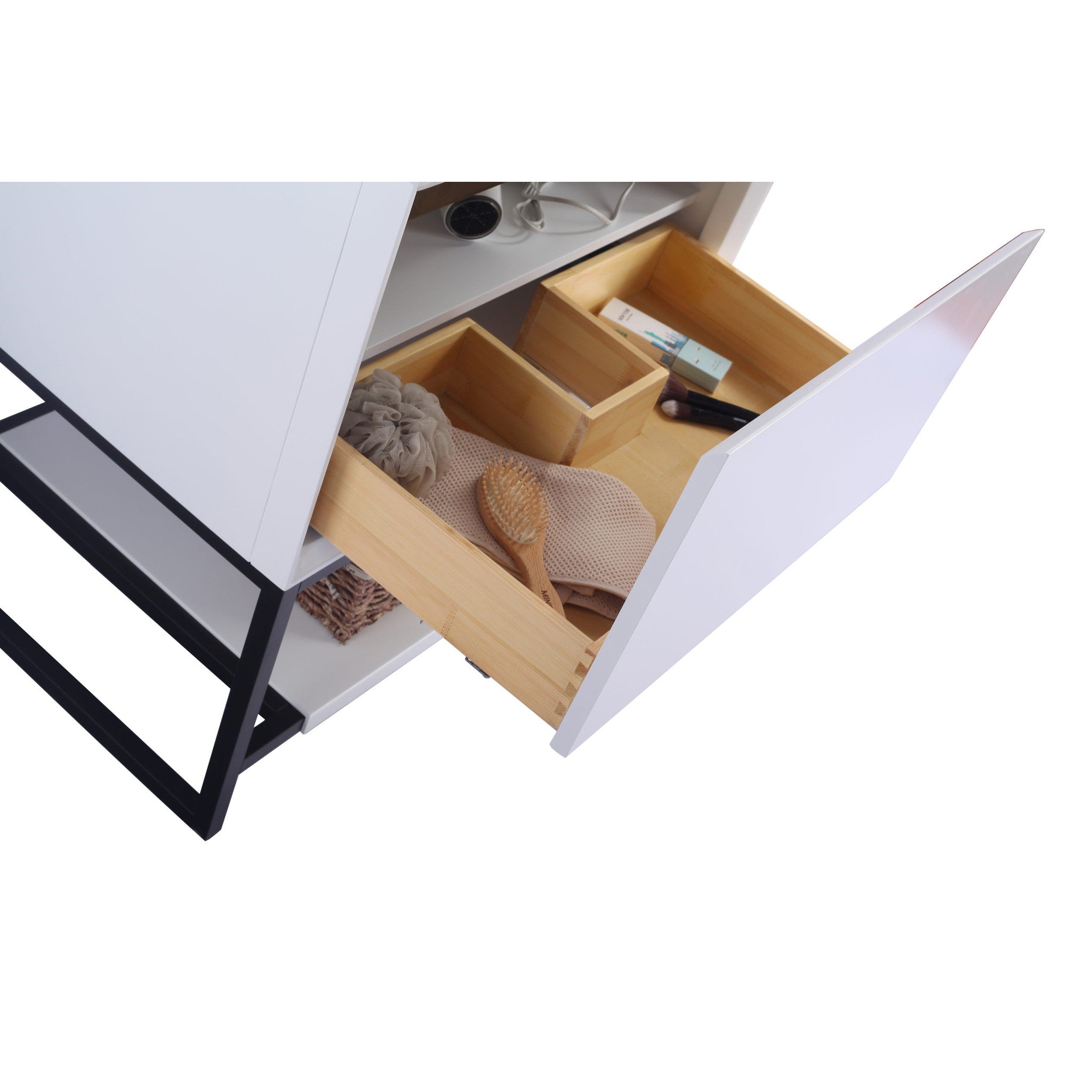 Alto 30" White Bathroom Vanity with Black Wood Marble Countertop