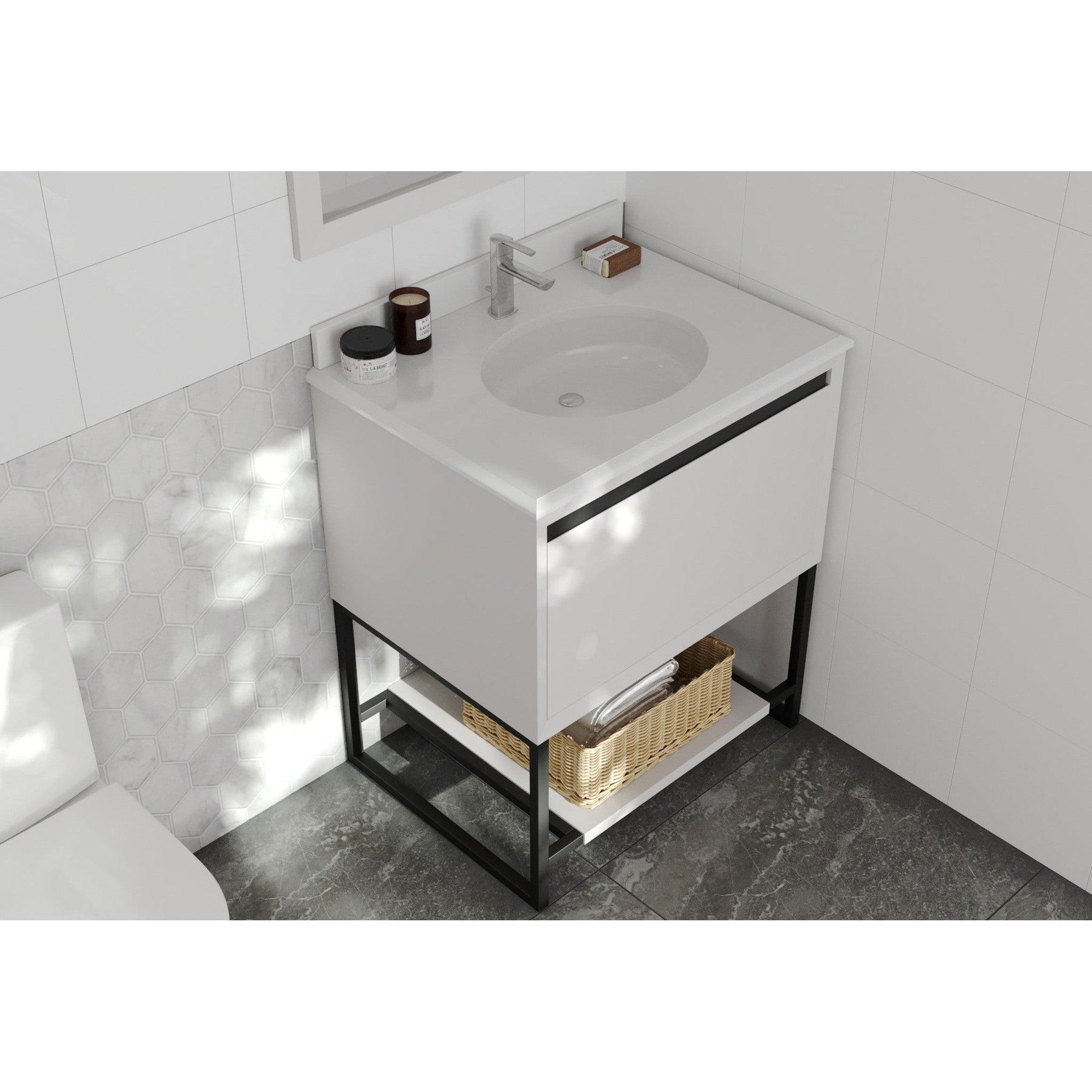 Alto 30" White Bathroom Vanity with Pure White Phoenix Stone Countertop