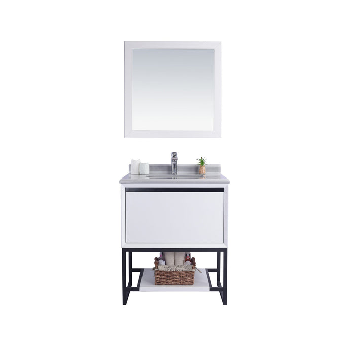 Alto 30" White Bathroom Vanity with White Stripes Marble Countertop