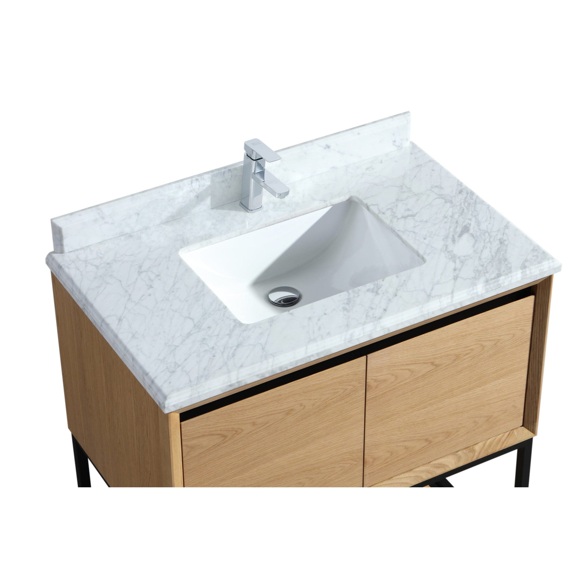 Alto 36" California White Oak Bathroom Vanity with White Carrara Marble Countertop
