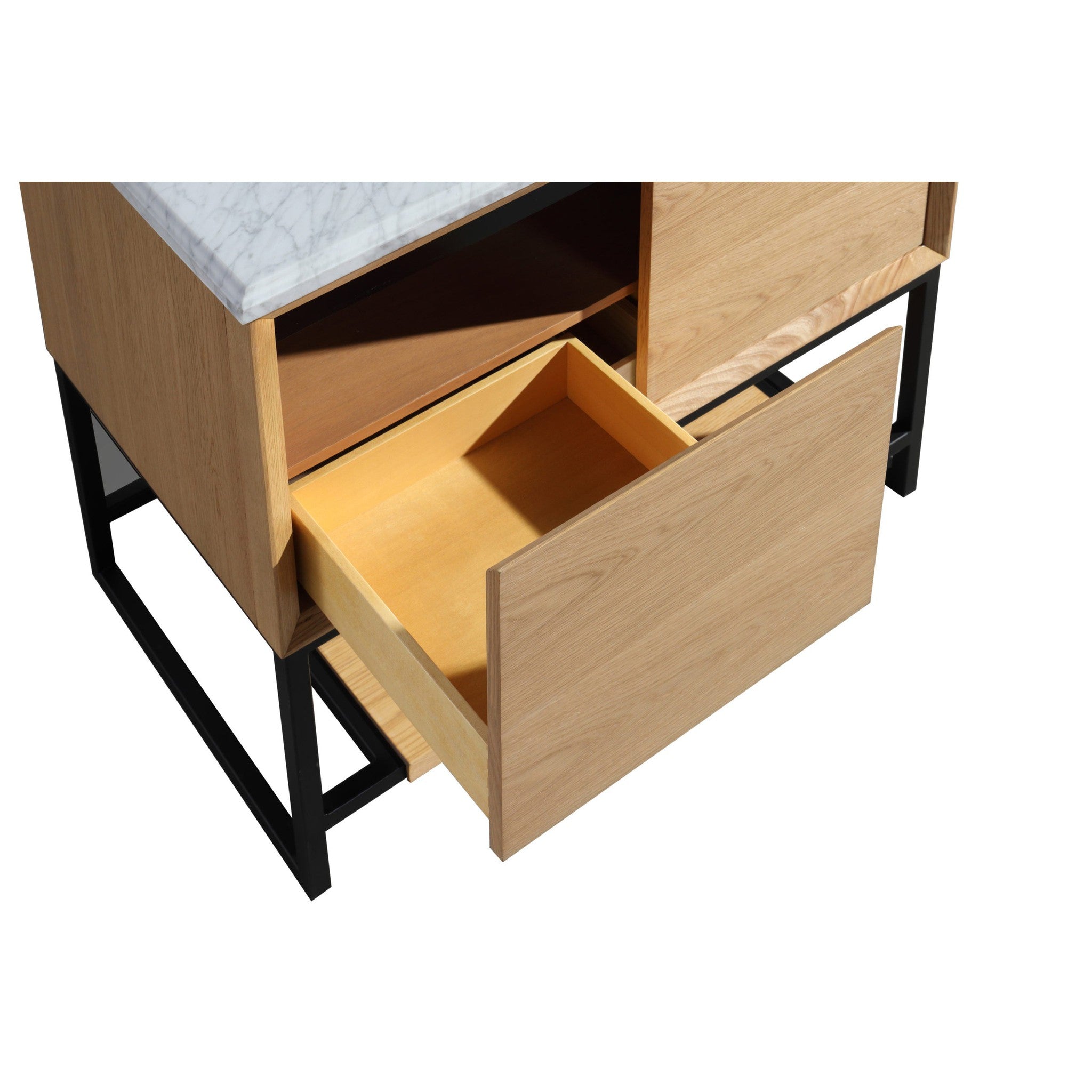 Alto 36" California White Oak Bathroom Vanity with White Carrara Marble Countertop