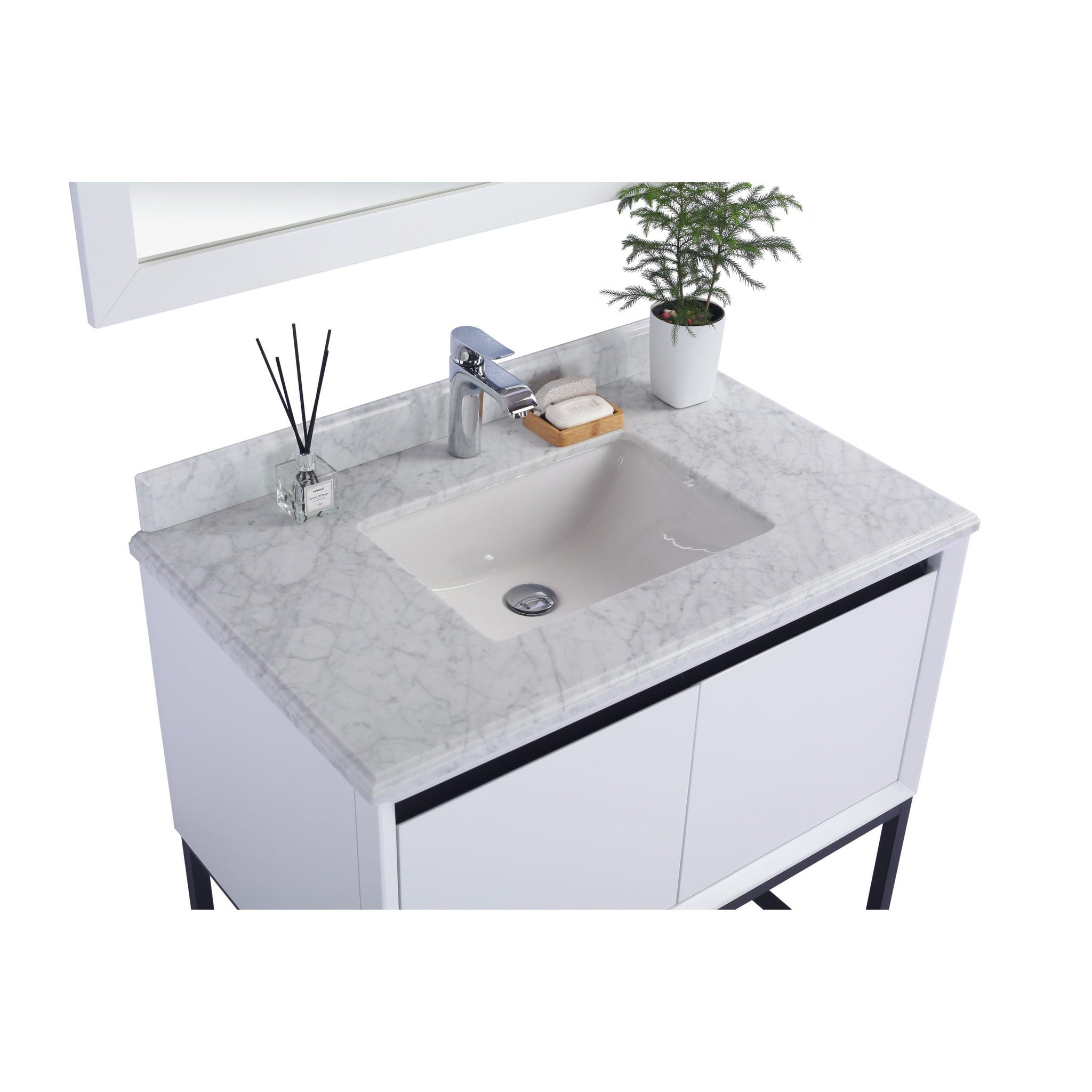Alto 36" White Bathroom Vanity with White Carrara Marble Countertop