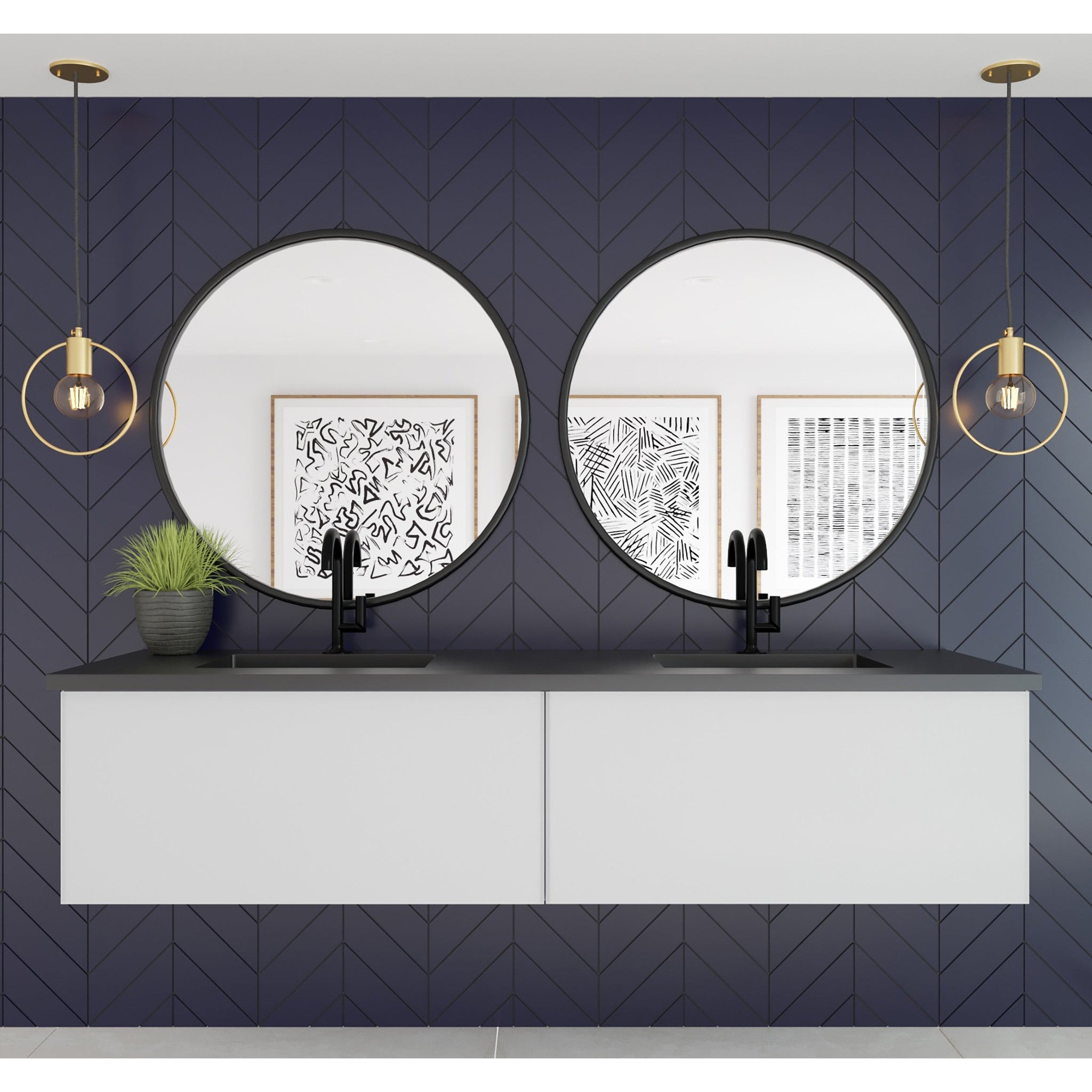 Vitri 72" Cloud White Double Sink Wall Hung Bathroom Vanity Cabinet