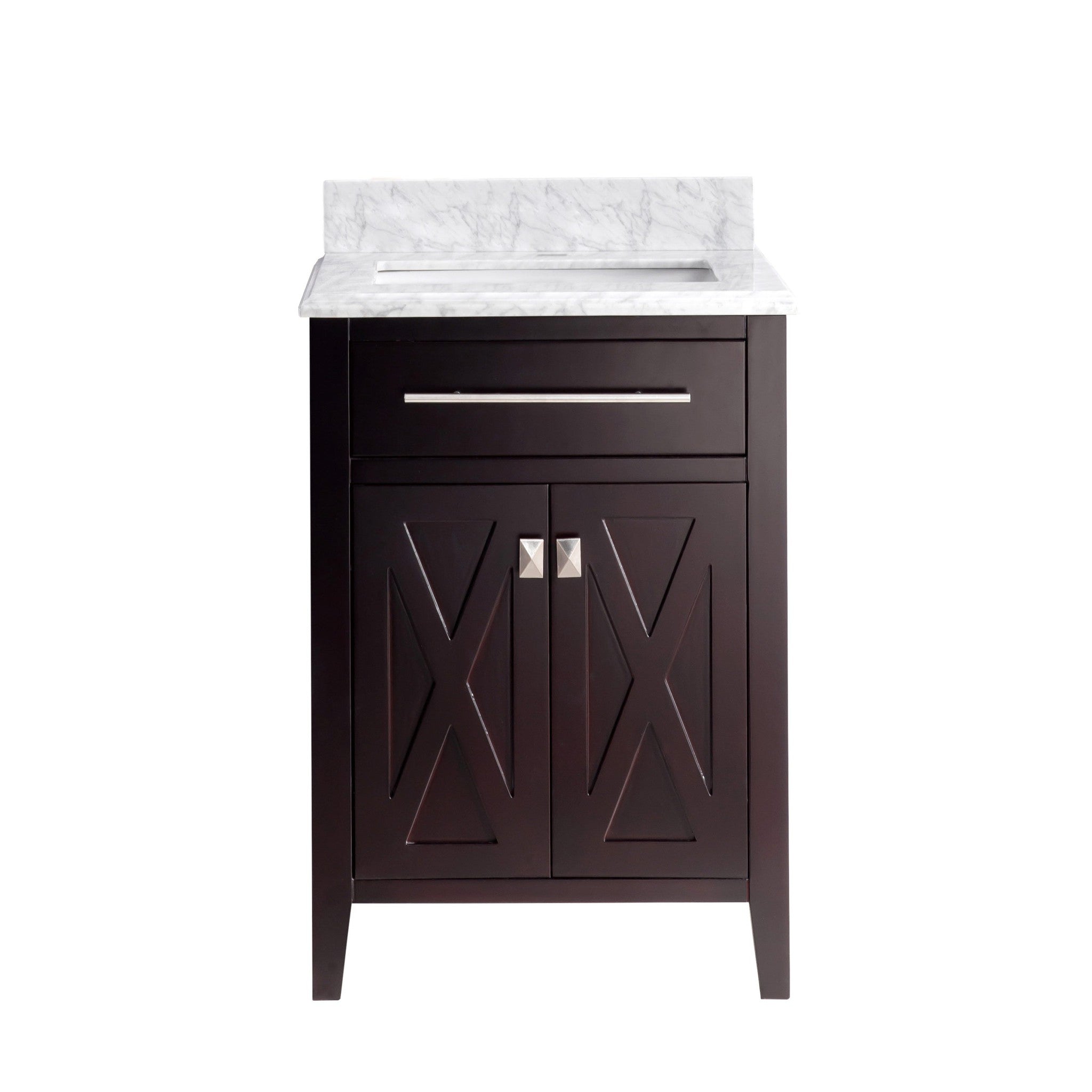 Wimbledon 24" Brown Bathroom Vanity with White Carrara Marble Countertop