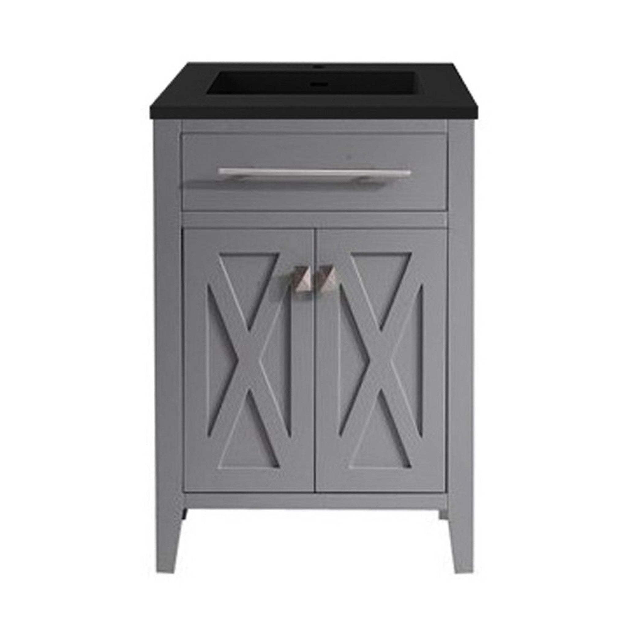 Wimbledon 24" Grey Bathroom Vanity with Matte Black VIVA Stone Solid Surface Countertop