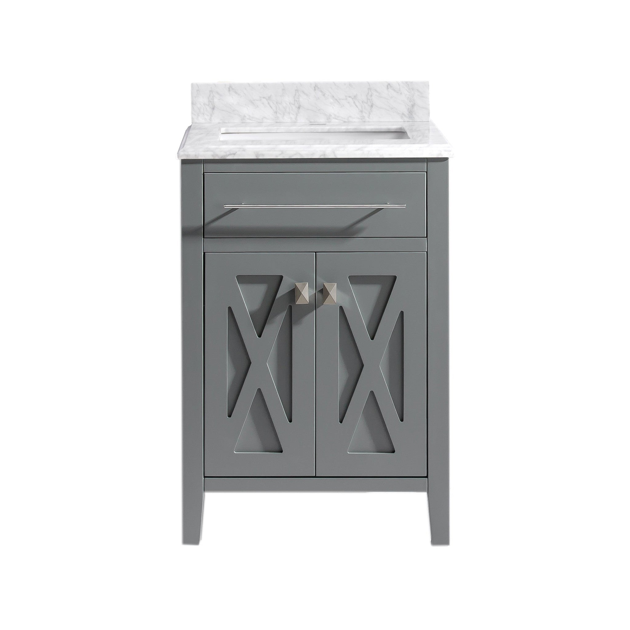 Wimbledon 24" Grey Bathroom Vanity with White Carrara Marble Countertop