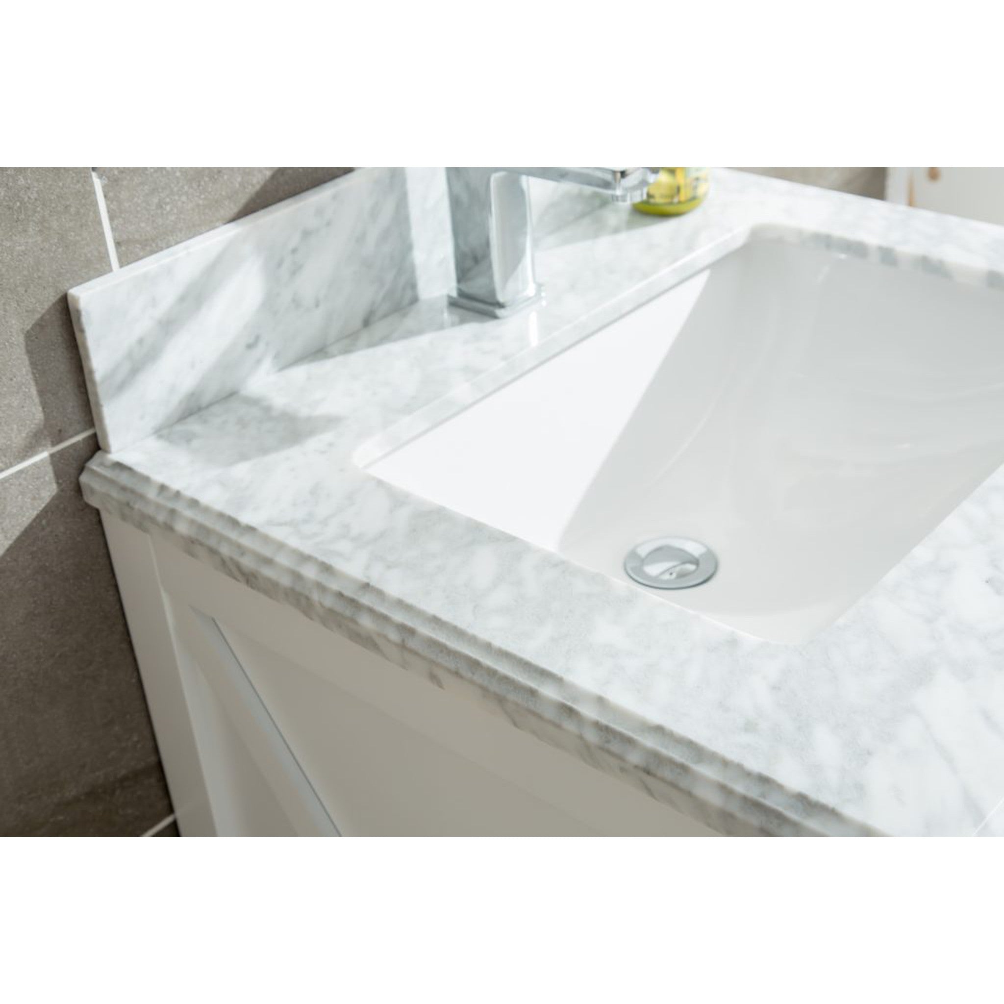 Wimbledon 24" White Bathroom Vanity with White Carrara Marble Countertop