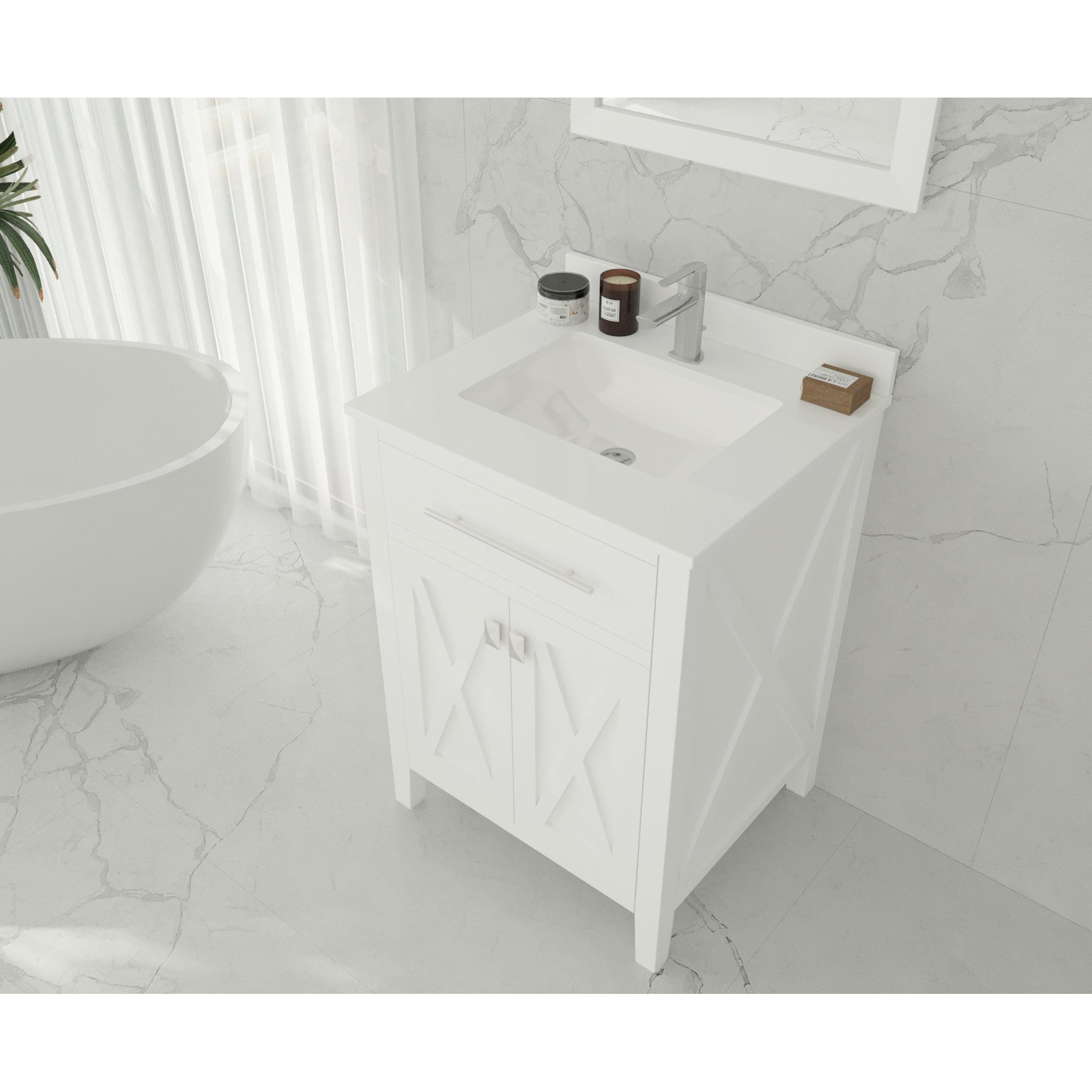 Wimbledon 24" White Bathroom Vanity with White Quartz Countertop