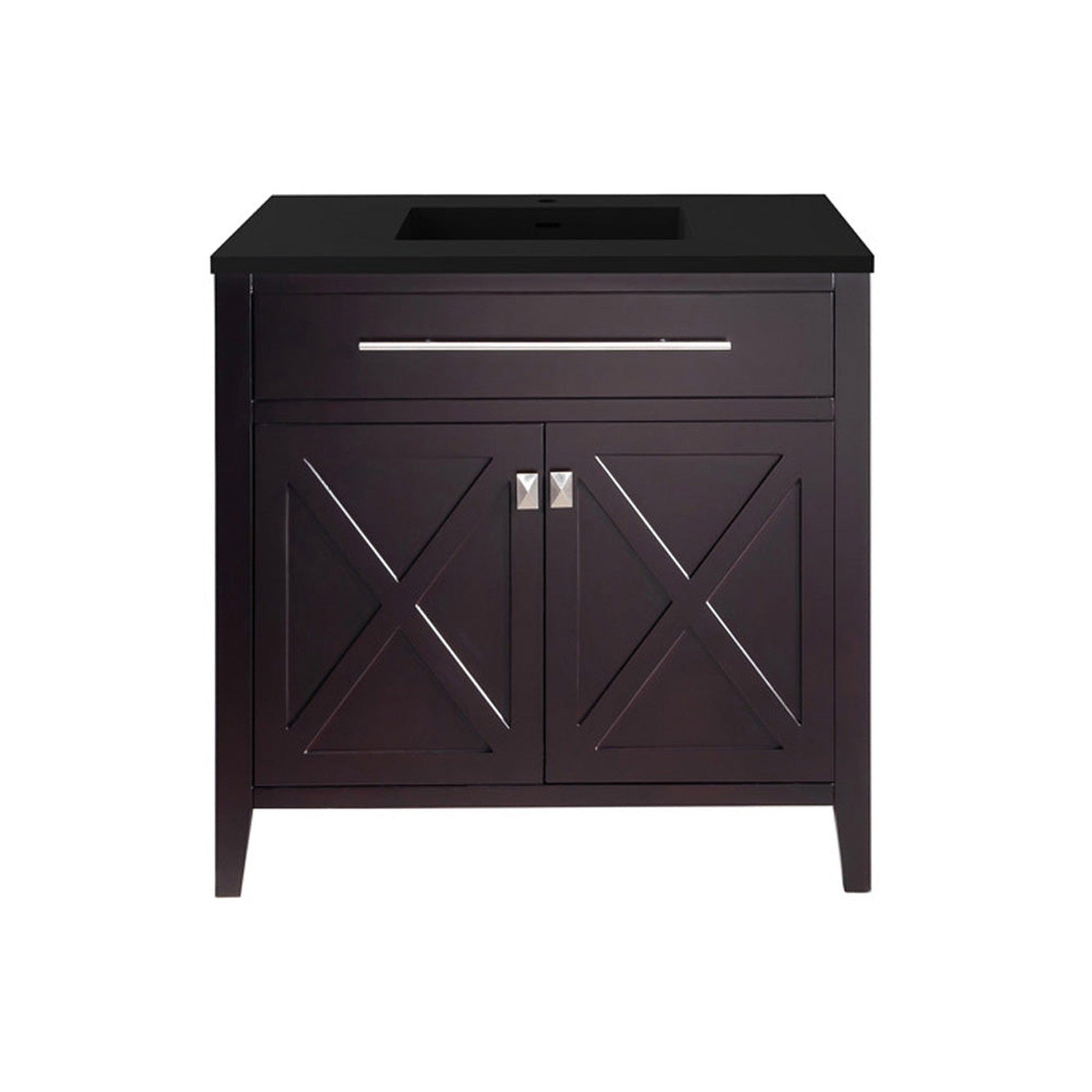 Wimbledon 36" Brown Bathroom Vanity with Matte Black VIVA Stone Solid Surface Countertop