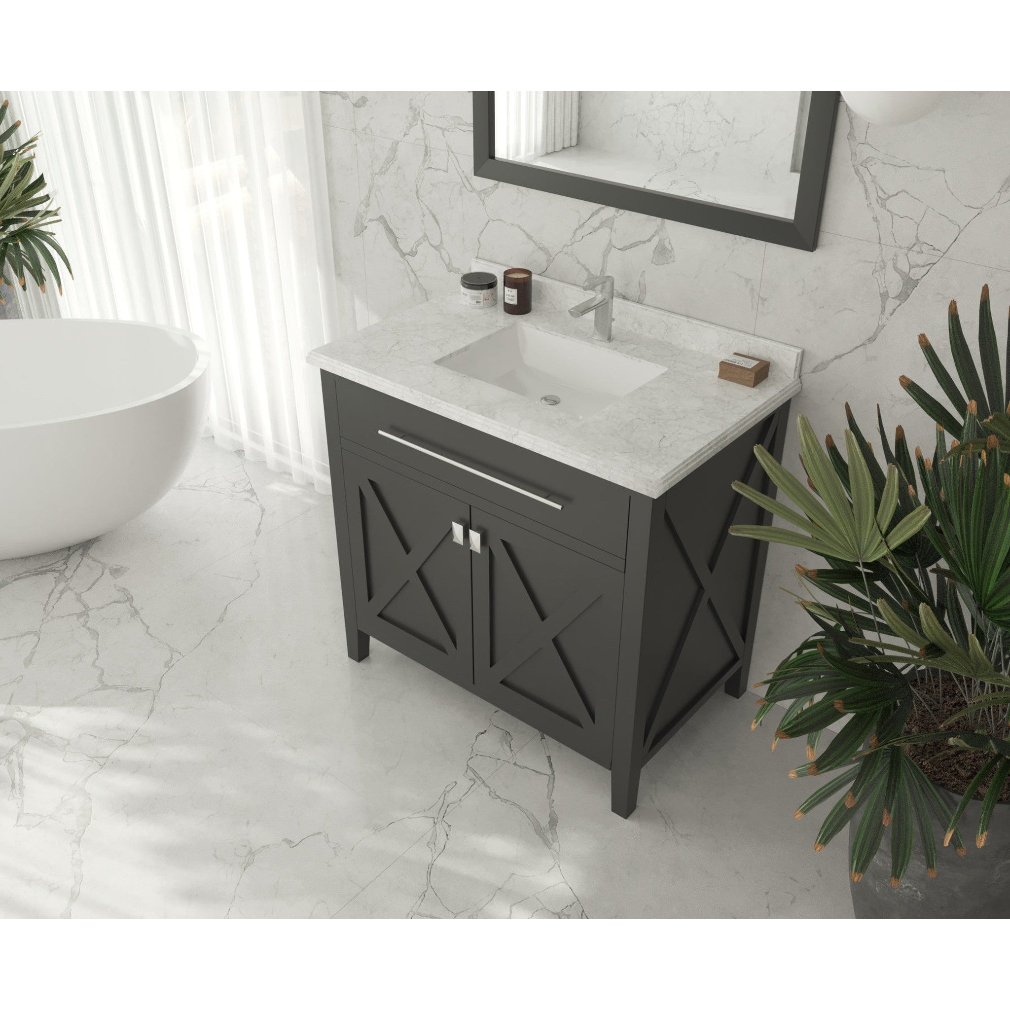 Wimbledon 36" Espresso Bathroom Vanity with White Carrara Marble Countertop