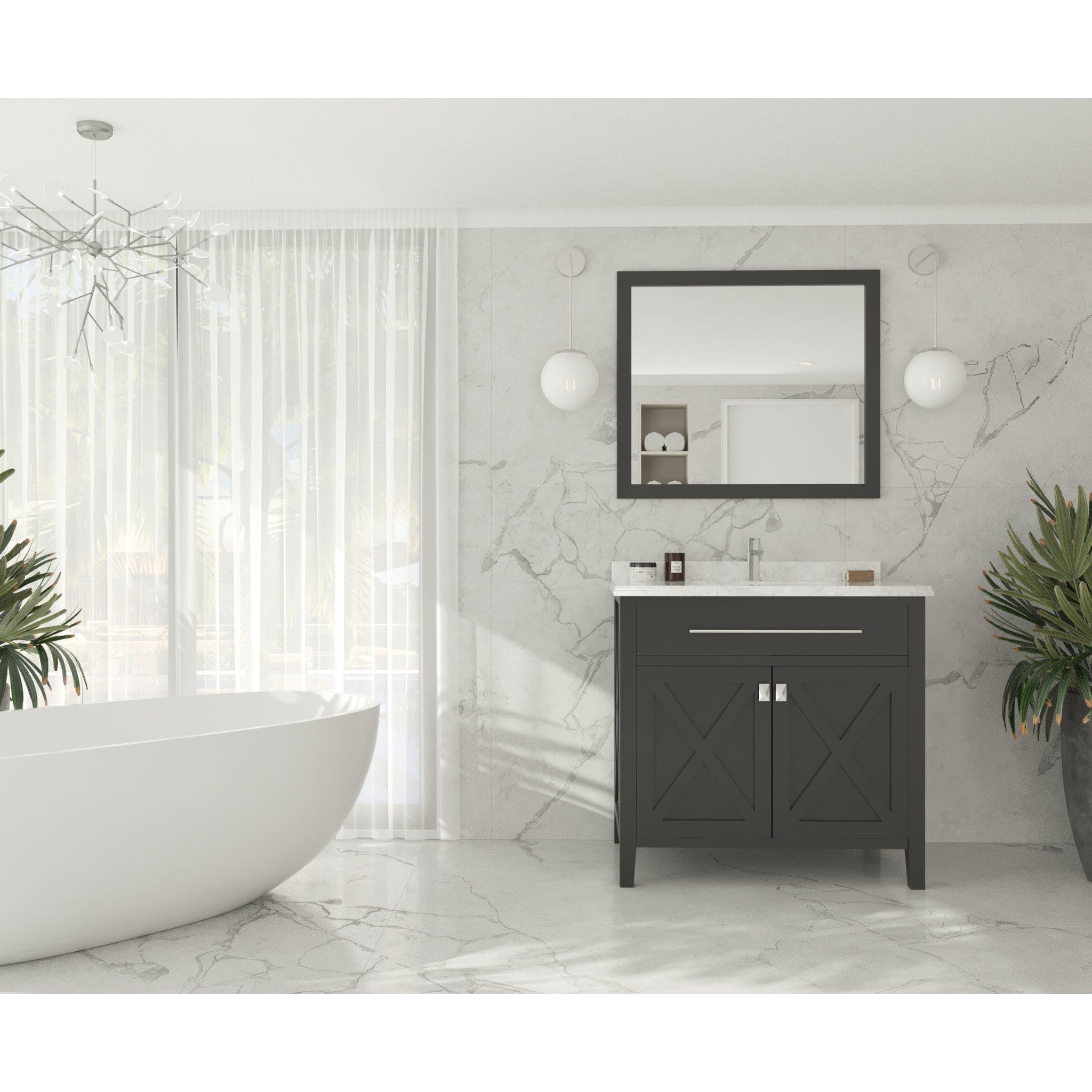 Wimbledon 36" Espresso Bathroom Vanity with White Carrara Marble Countertop
