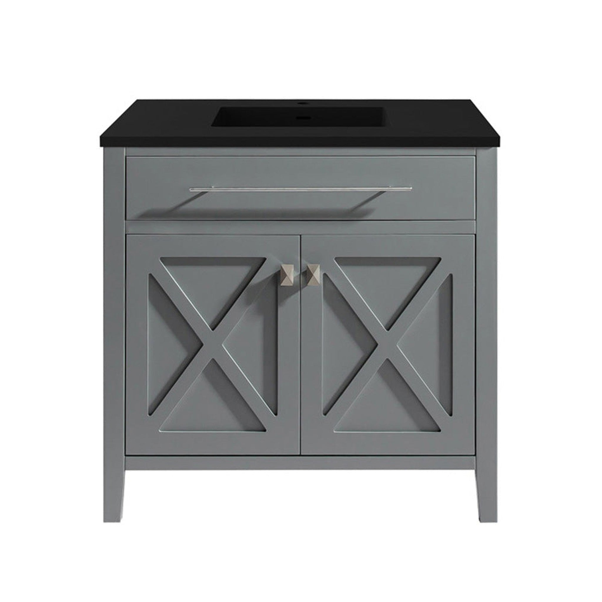 Wimbledon 36" Grey Bathroom Vanity with Matte Black VIVA Stone Solid Surface Countertop