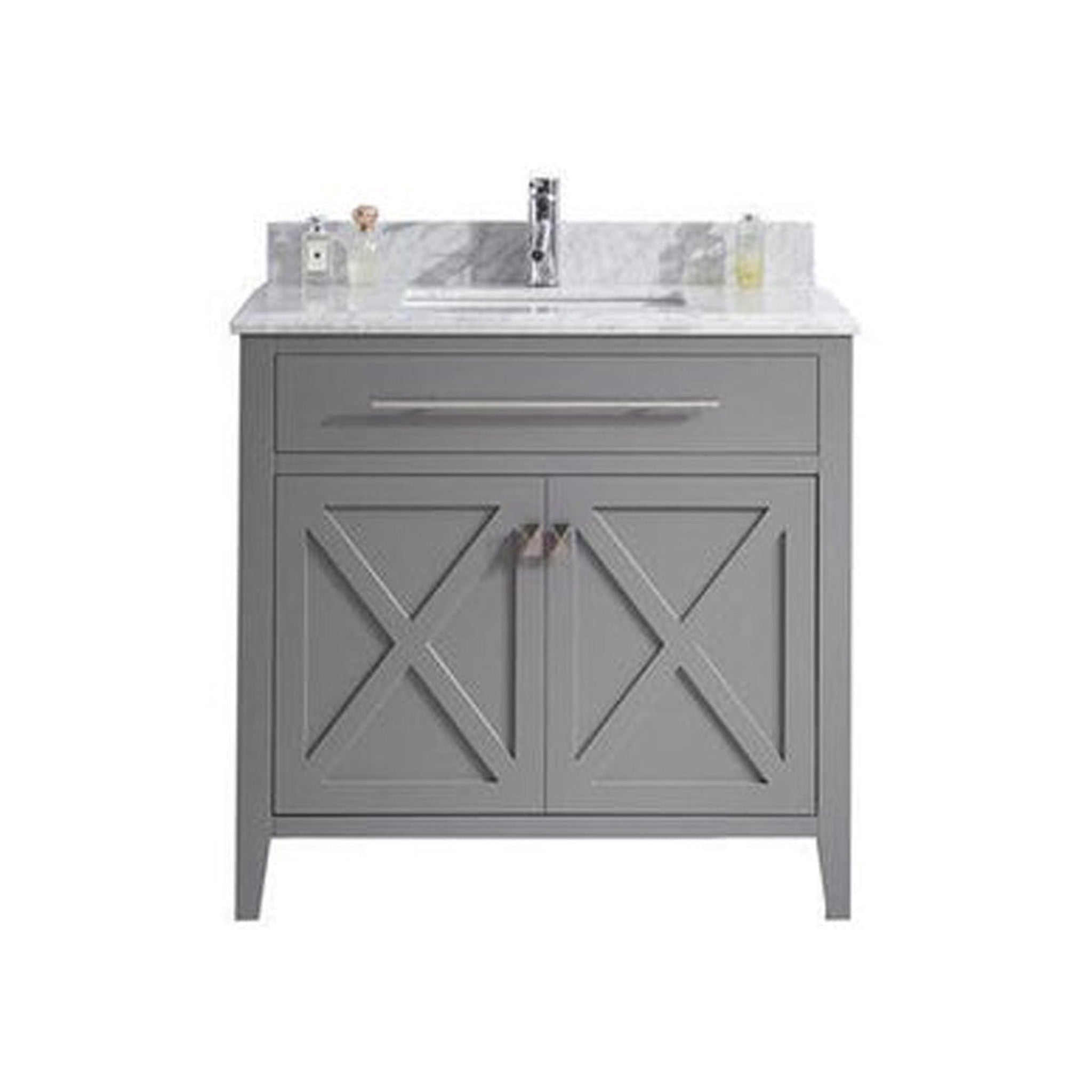 Wimbledon 36" Grey Bathroom Vanity with White Carrara Marble Countertop
